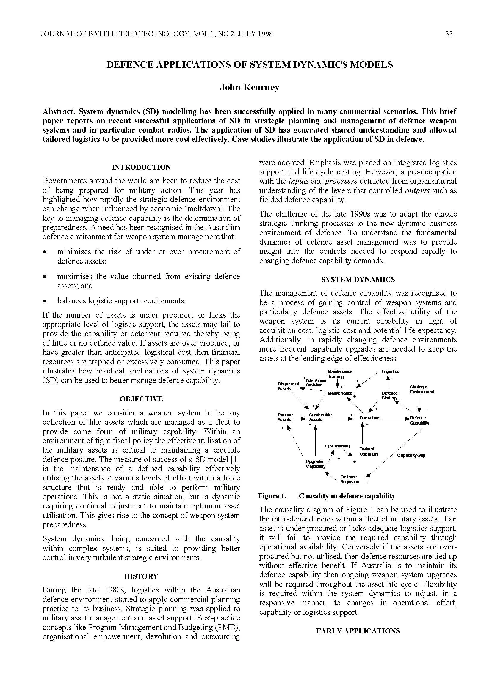 Defence Applications of System Dynamics Models