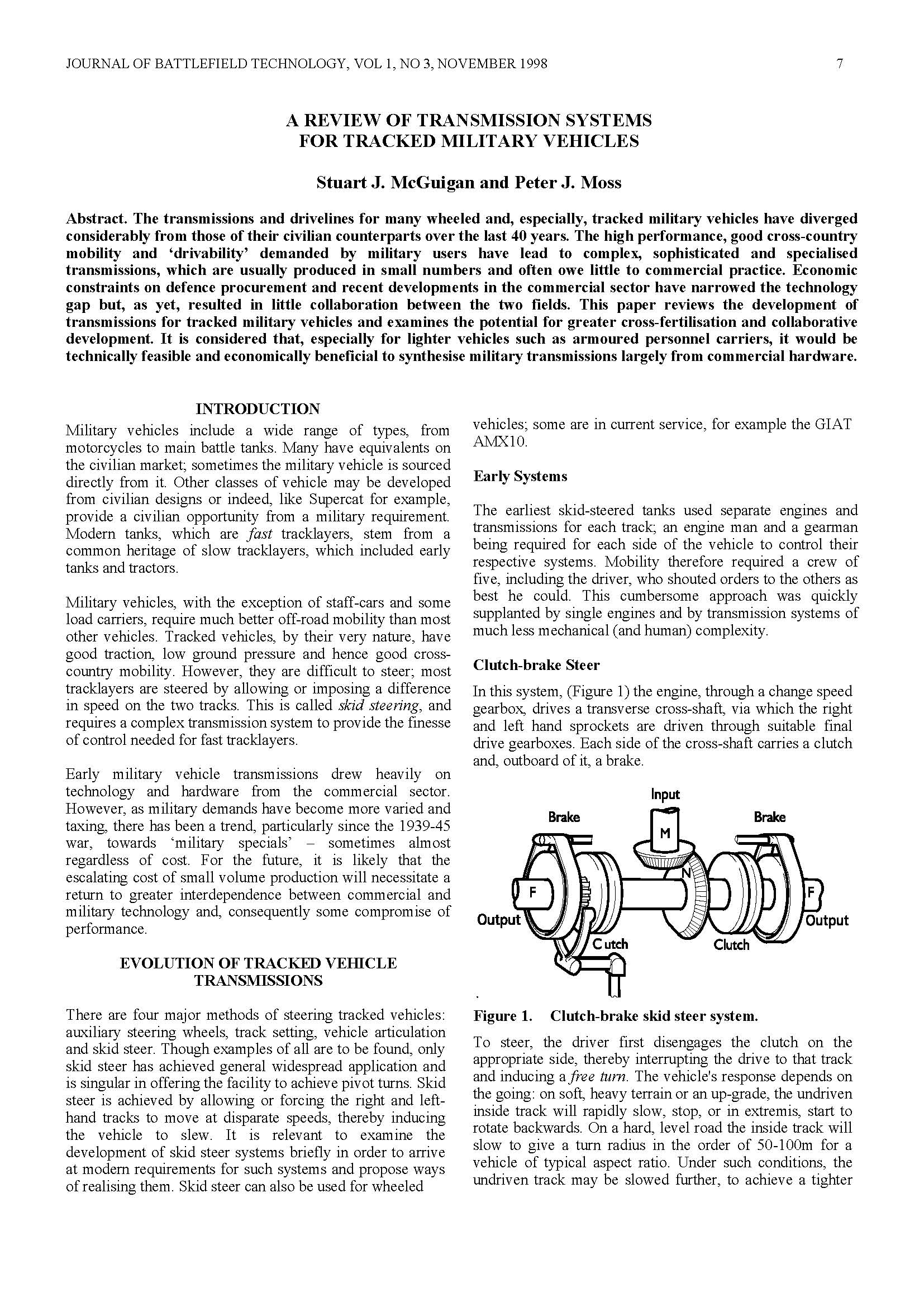 A Review of Transmission Systems for Tracked Military Vehicles