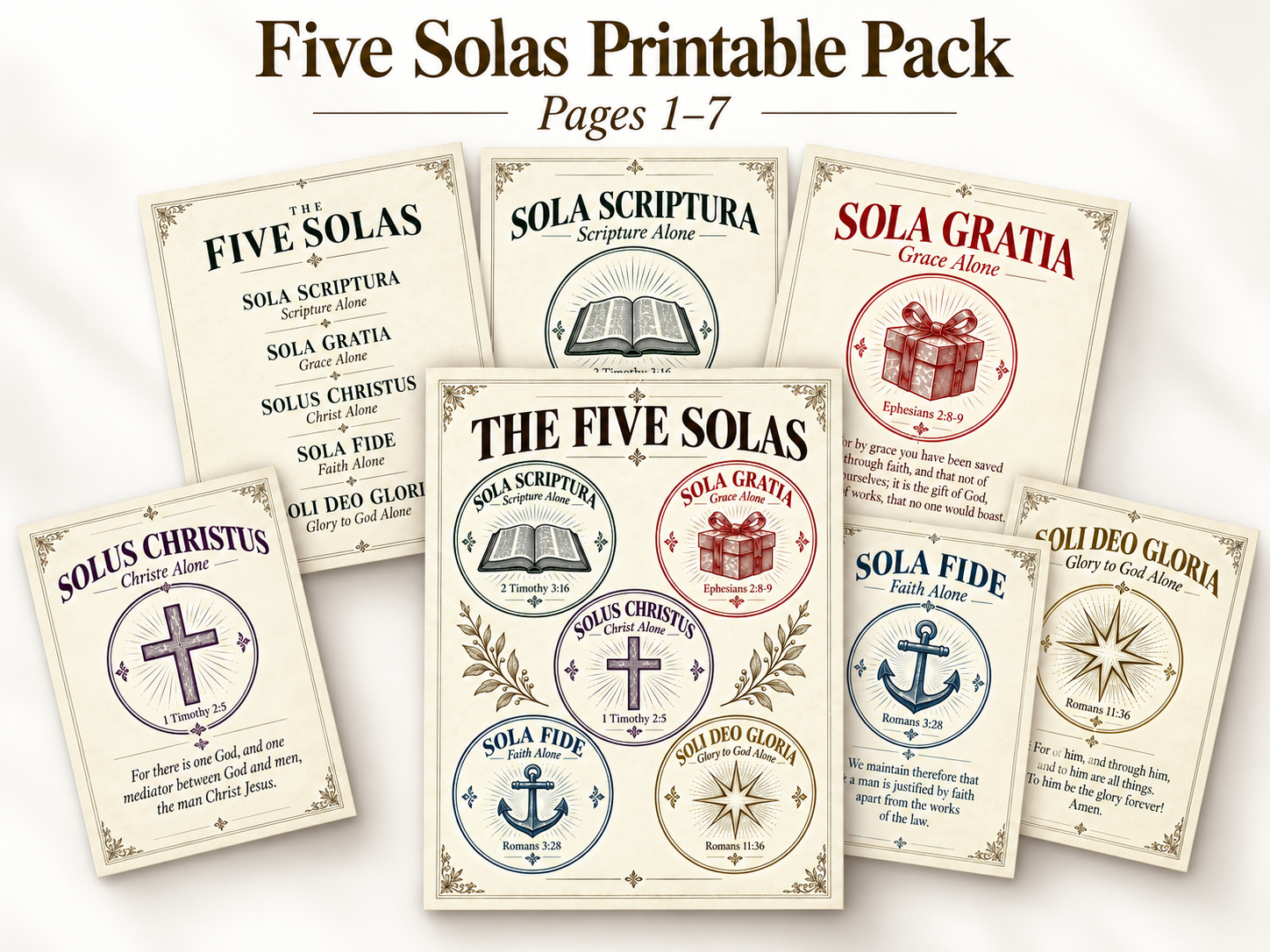 Five Solas Printable Pack for Reformation Day