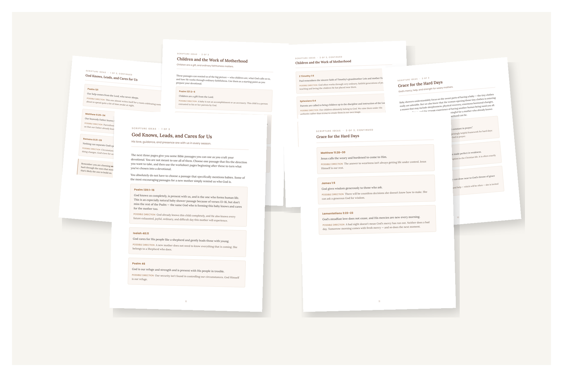 Scripture ideas pages from the Baby Shower Devotional Toolkit