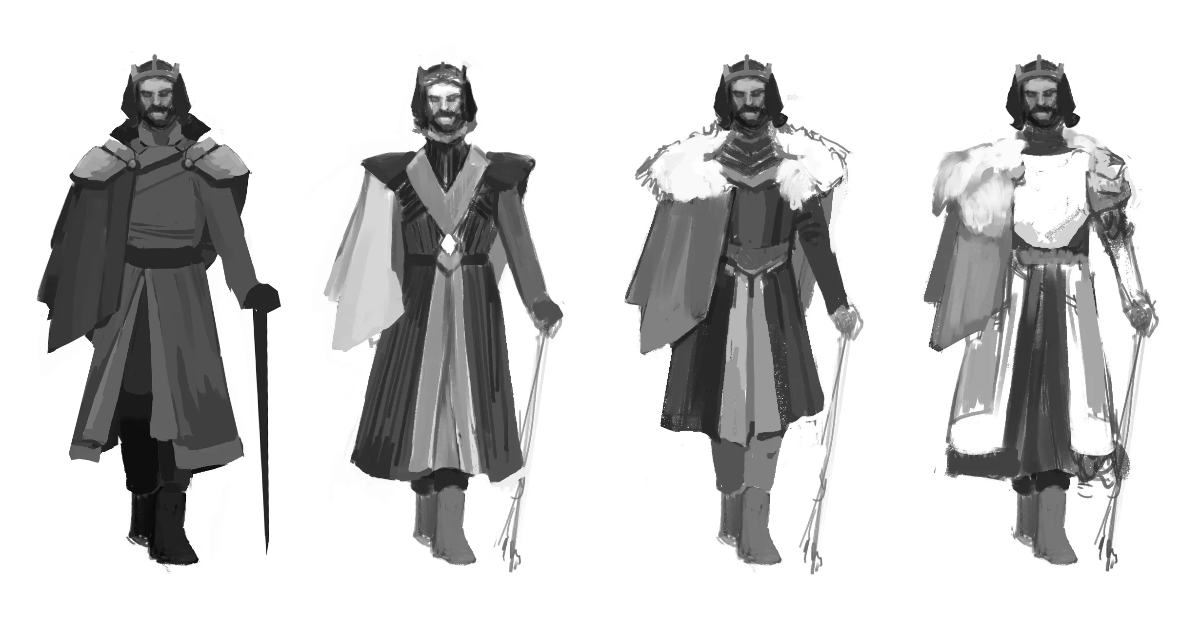 Initial silhouette exploration for first Lord.