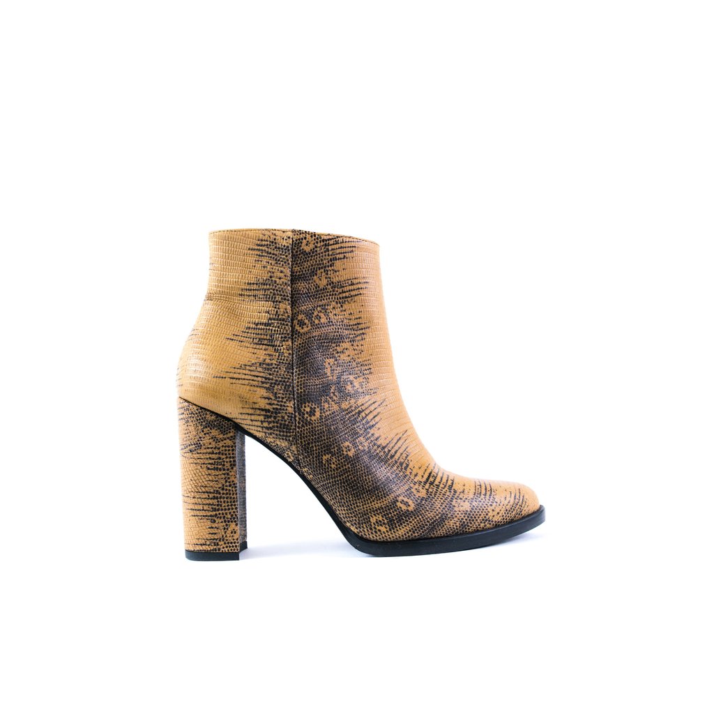 Luck Ankle Boot in Camel Snake Print