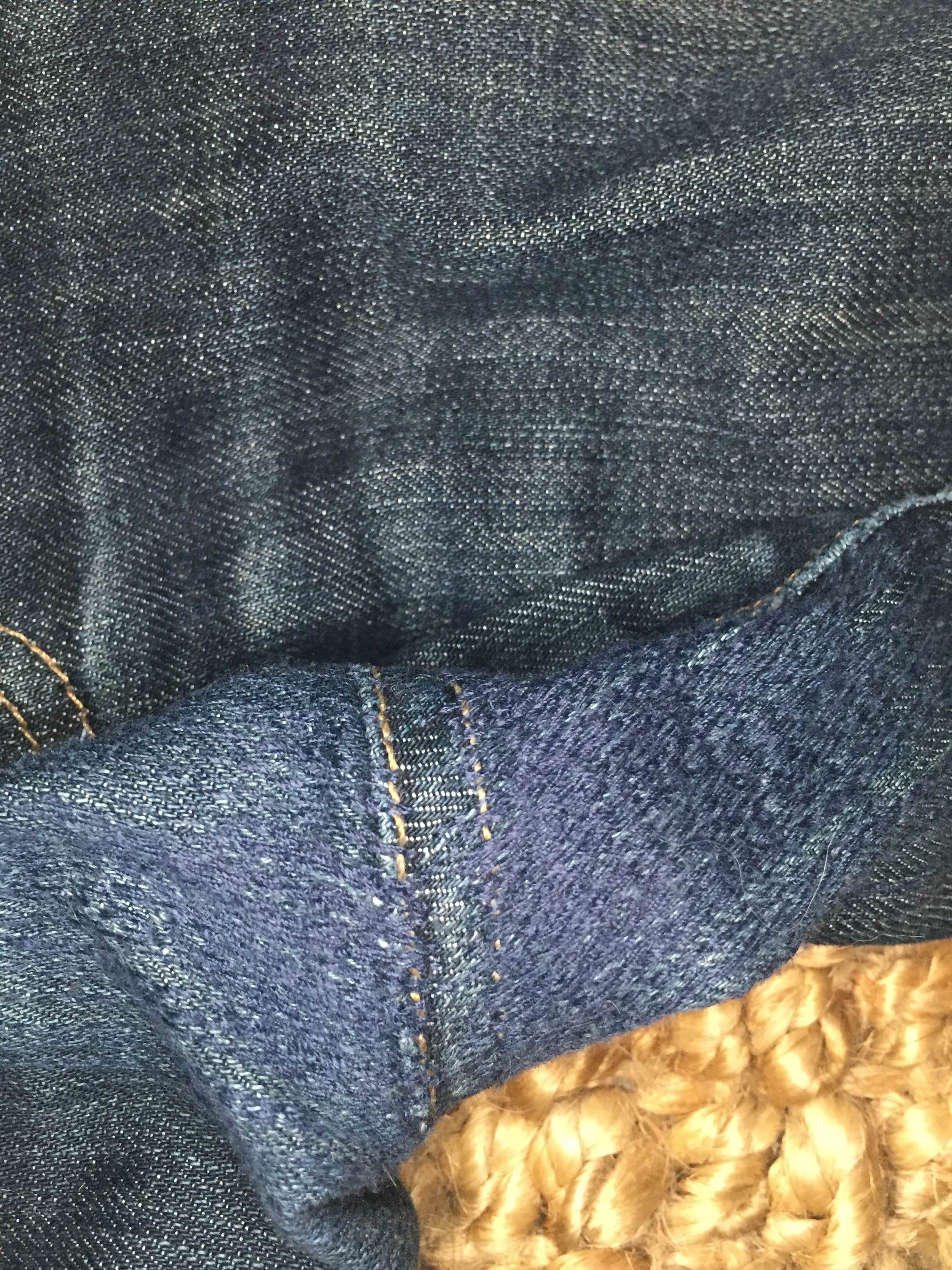 Repaired jeans exterior