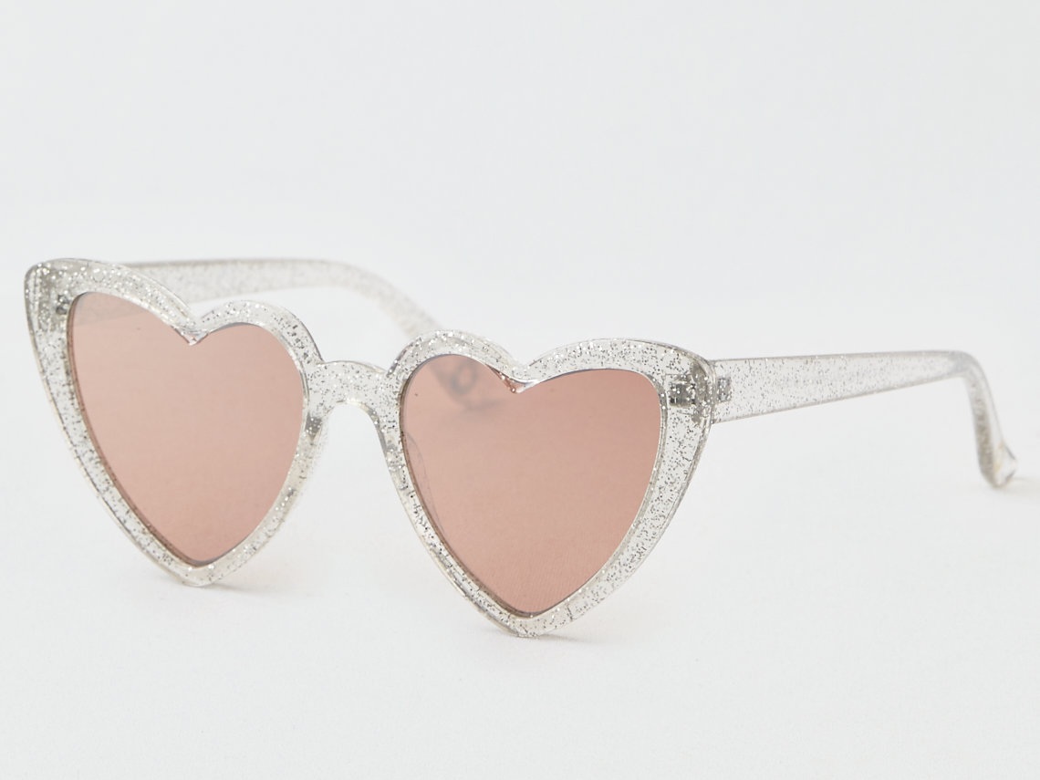 American Eagle Clear Glitter Heart Glasses, $15.95