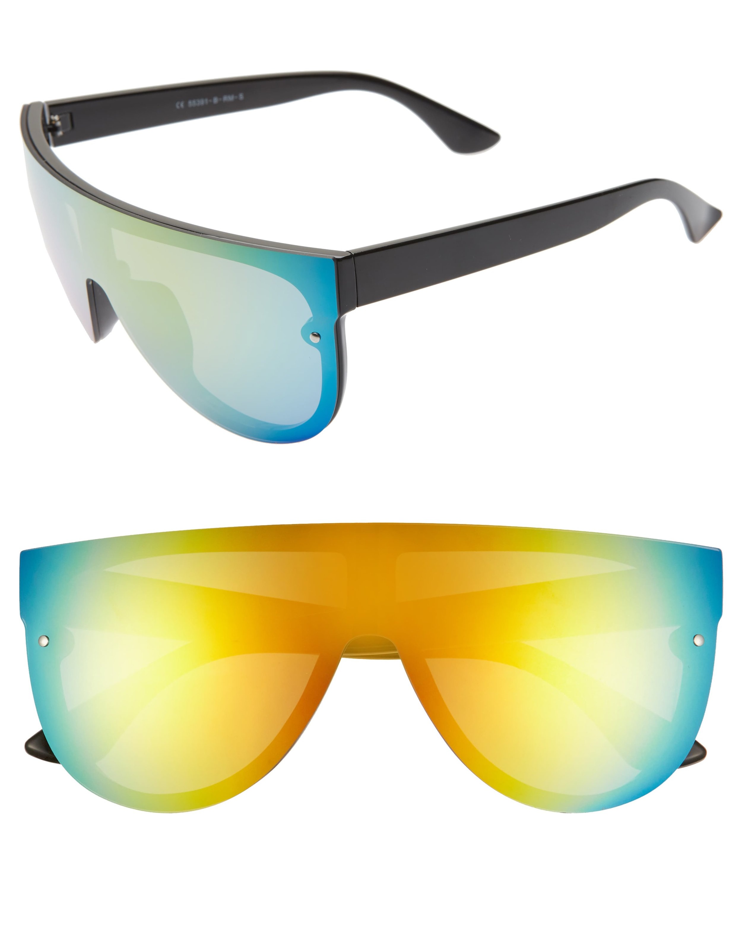 Glance Mirrored Shield Sunglasses, Main, color, BLACK/ MULTI 154mm Tinted Mirrored Shield Sunglasses, $16