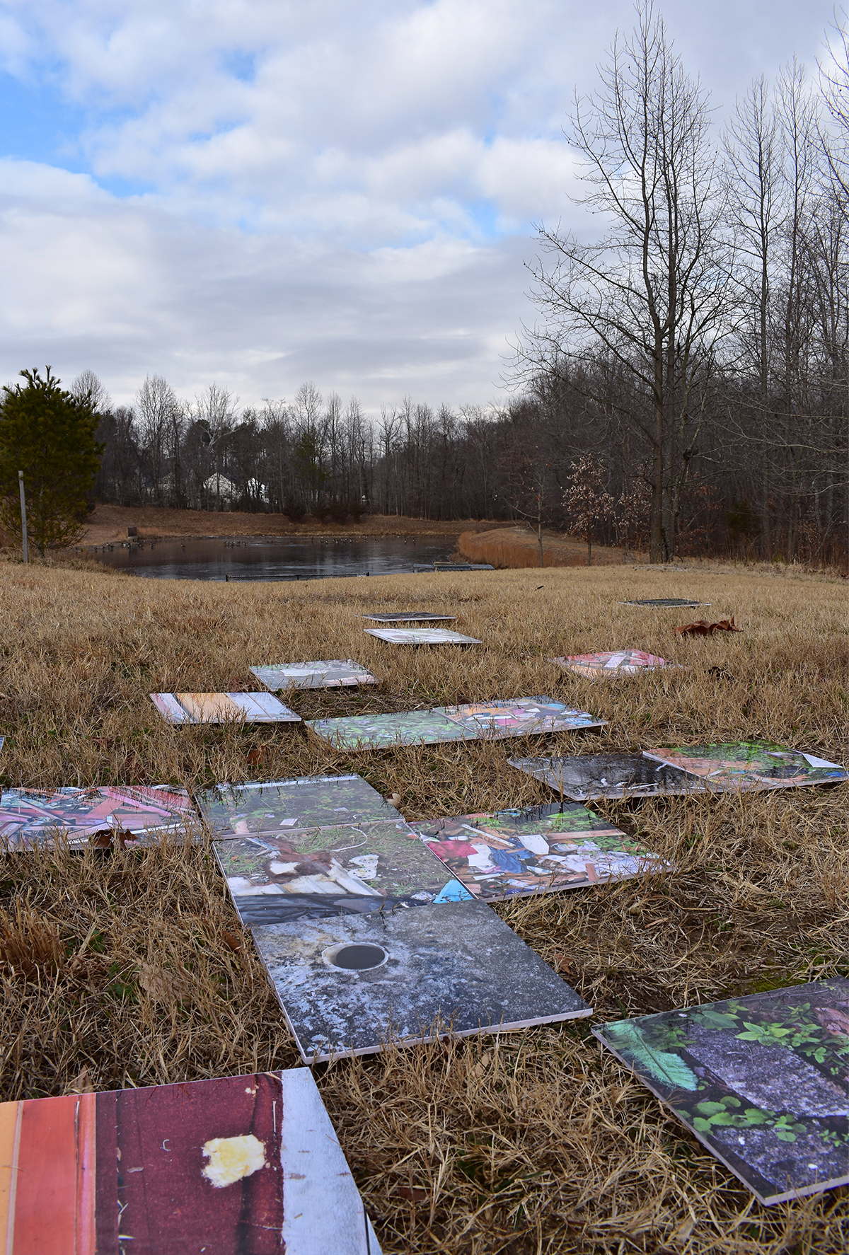  "Groundscapes Displaced" is a floor sculpture and installation based on the experience and memory of the landscape and the place where I'm standing or stranded after the devastation of Hurricane Maria on the island of Puerto Rico.   The photographs 