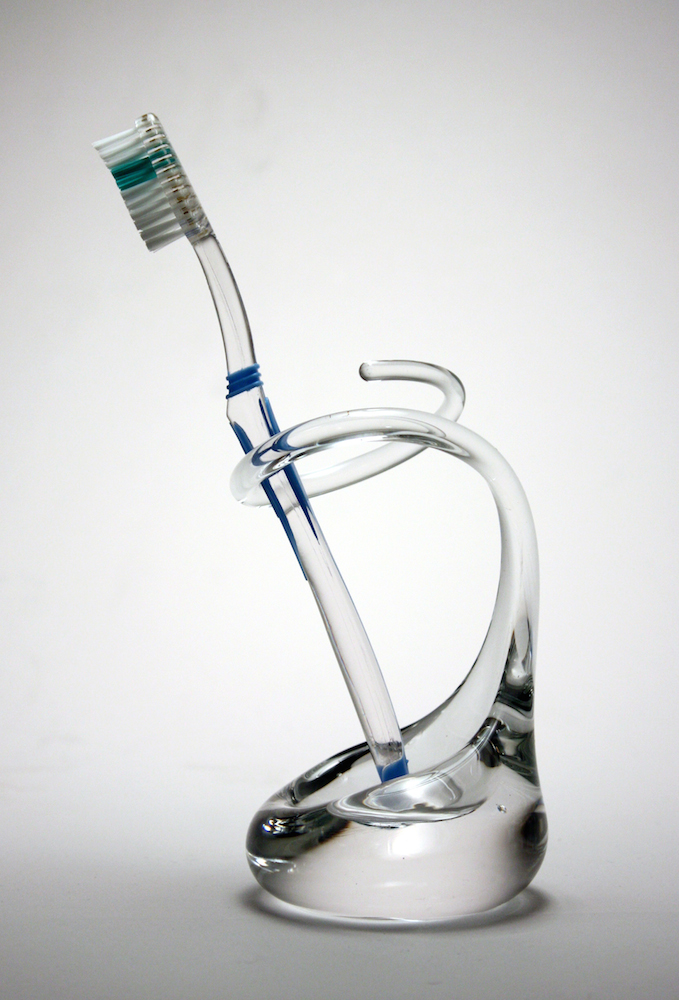 Signature glass toothbrush holder