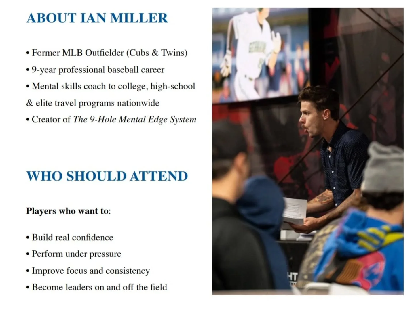 We are excited to have Ian Miller @ianmiller14 as a guest speaker coming to the facility on December 18th 630pm for a mental edge workshop! Players and families of all ages are welcome. Call/email/DM us for registration for the event. Let's get on tr