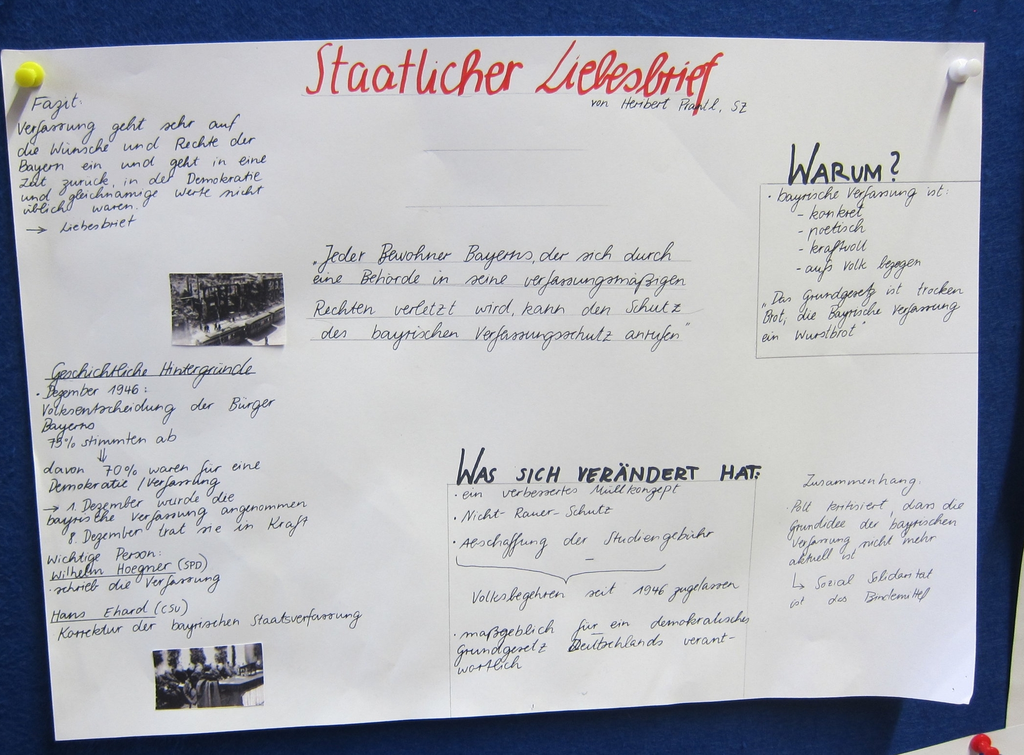Poster zu Heribert Prantls "Liebesbrief an die Bayerische Verfassung"