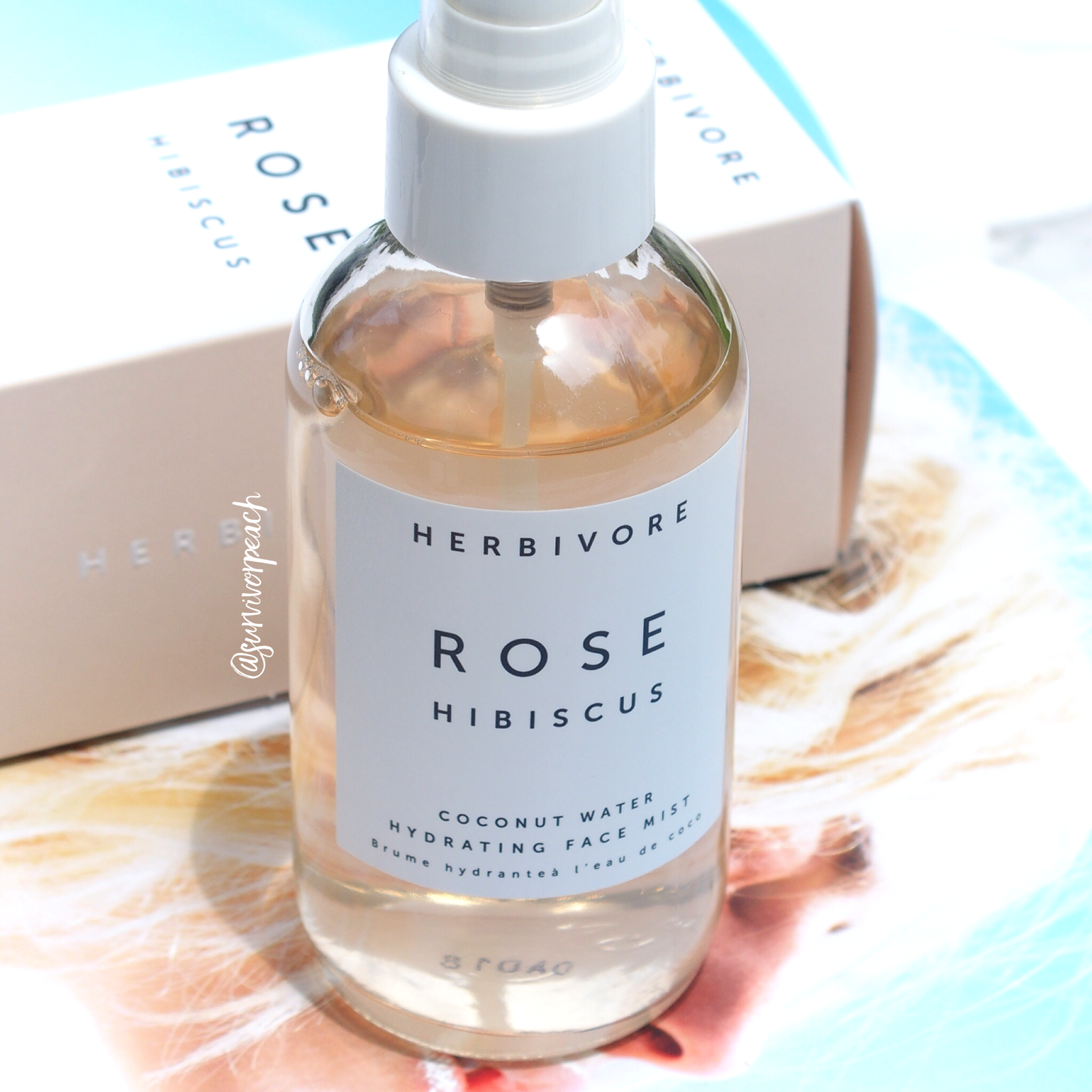 Herbivore Botanicals Rose Hibiscus Coconut Water.