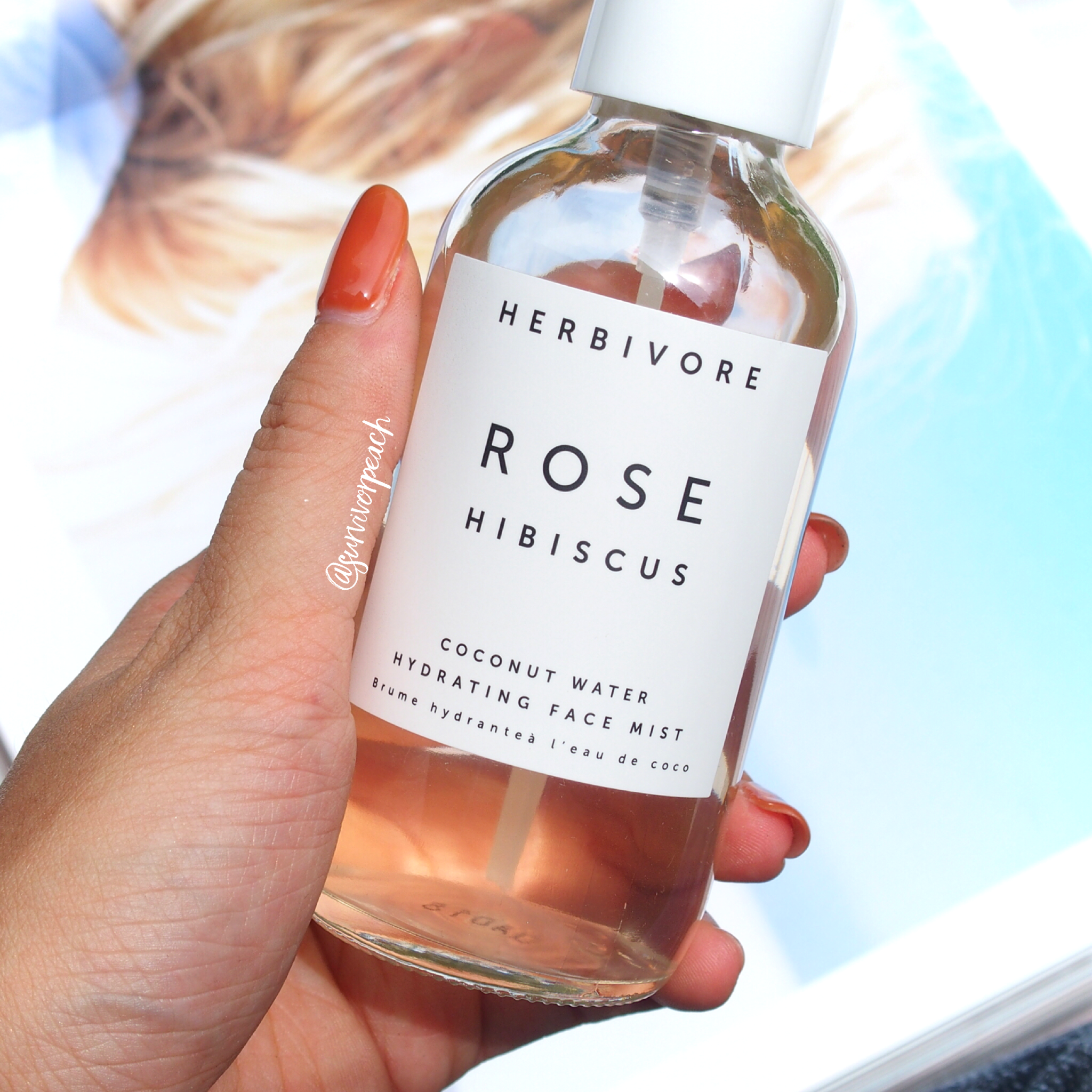 Herbivore Botanicals Rose Hibiscus Coconut Water.