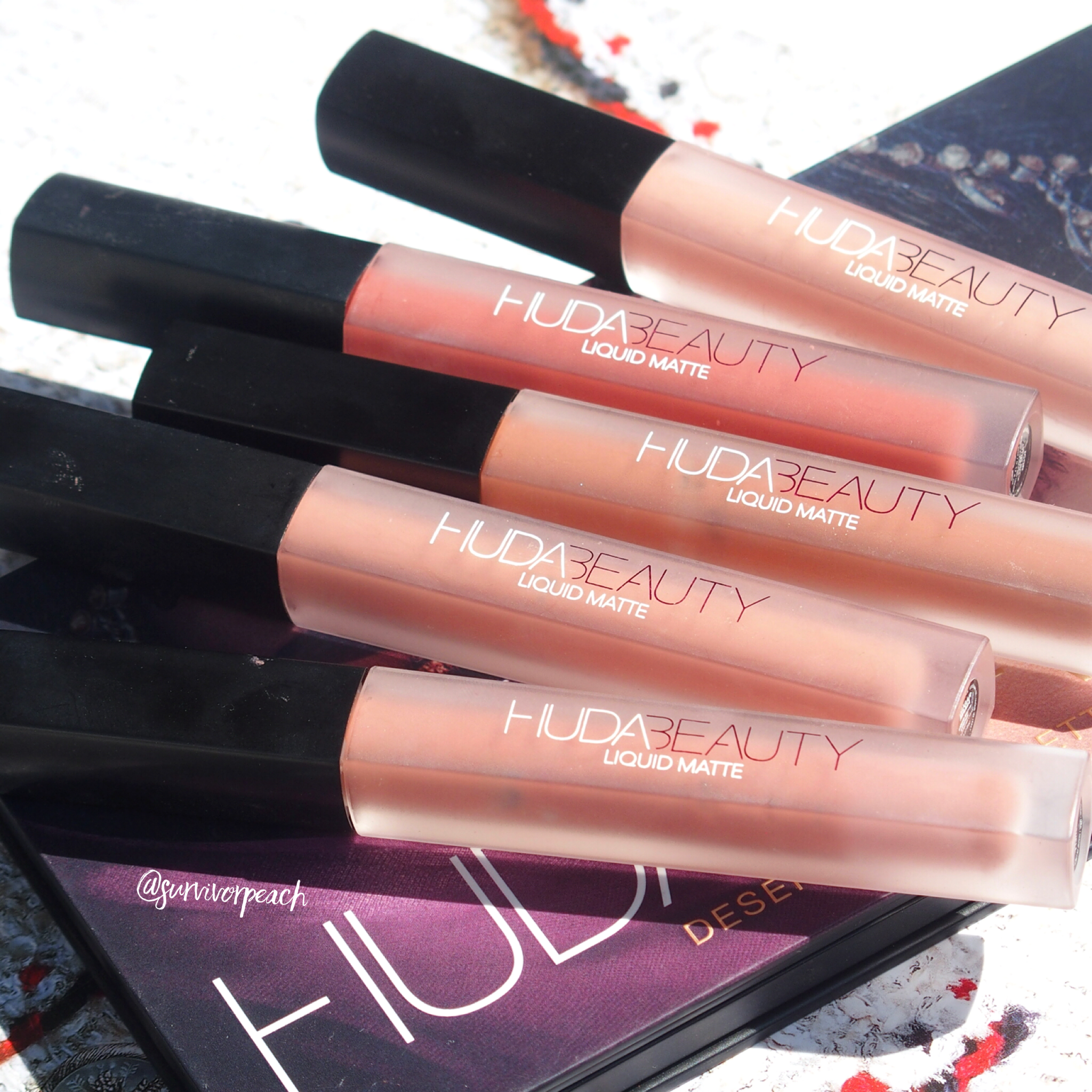 Huda Beauty Liquid Lipsticks Swatches Survivorpeach