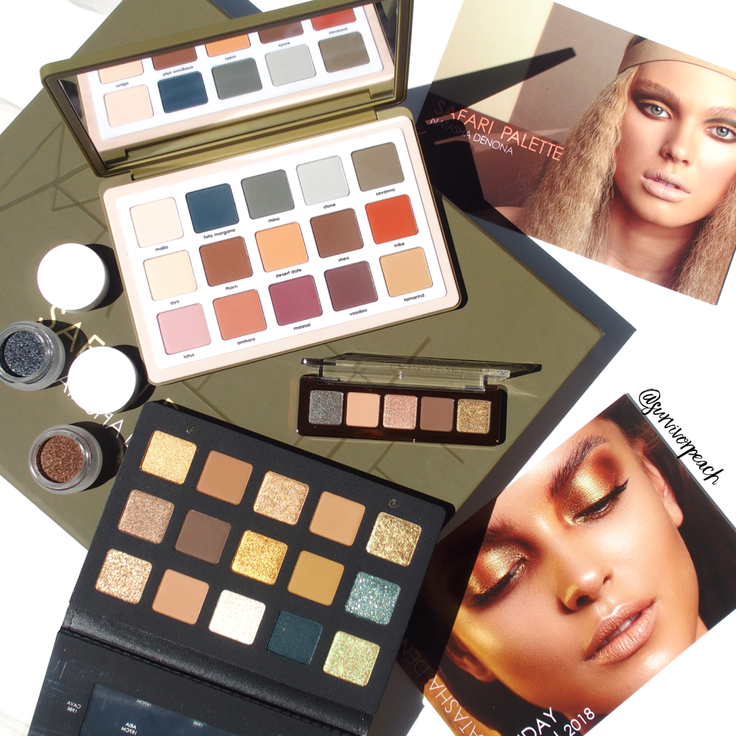 Natasha Denona Holiday 2018: Safari Palette, Gold palette, Mini Star Palette, Chroma Crystal Top Coats.