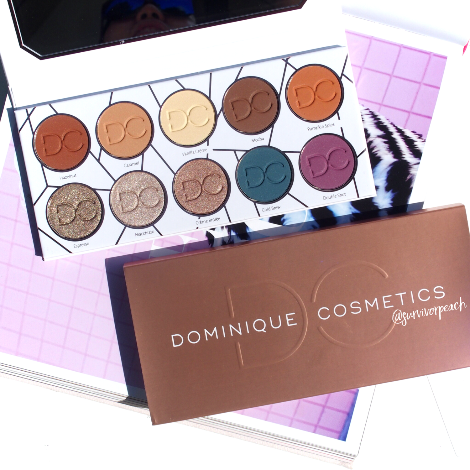 Dominic Cosmetics Latte palette swatches 