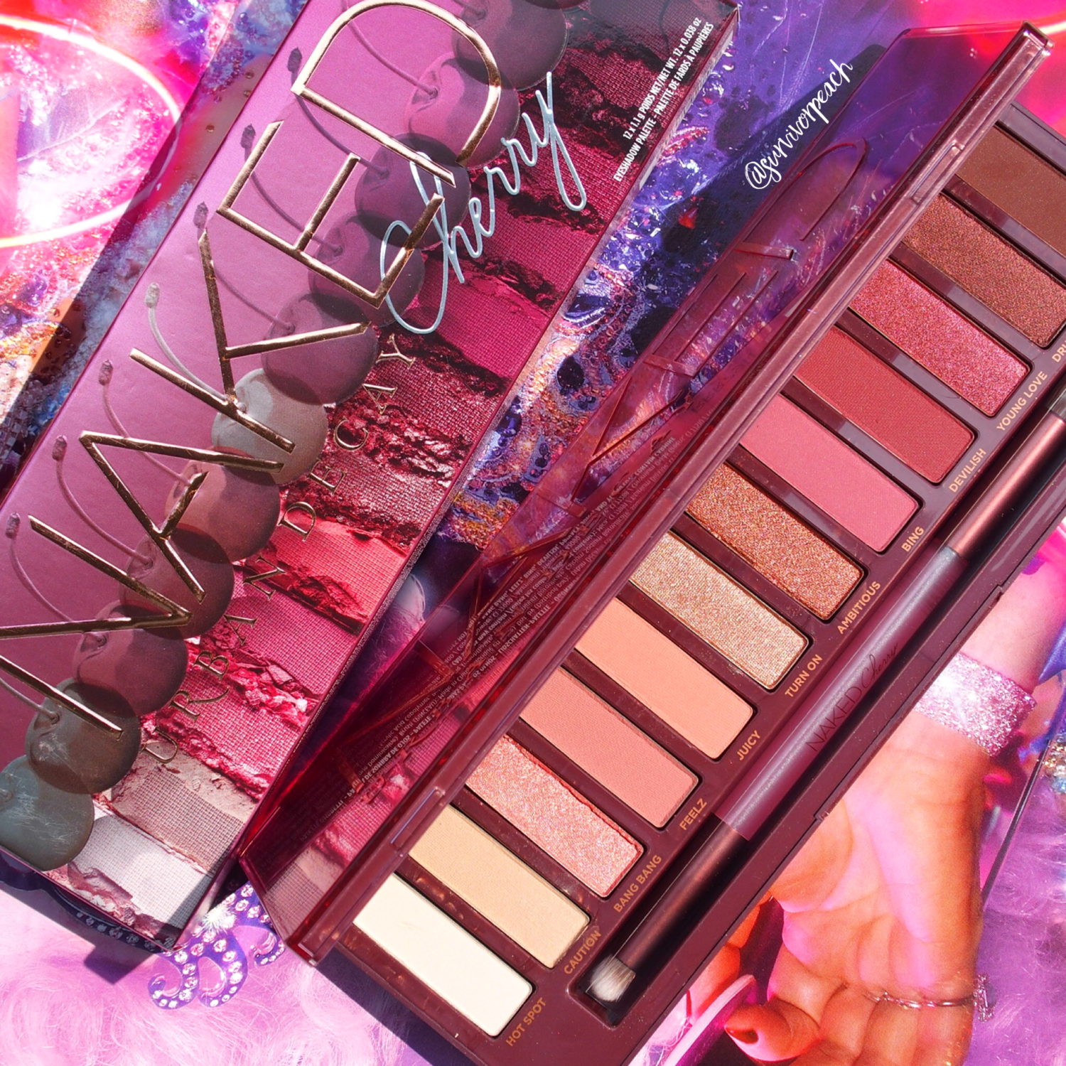 UrbanDecay Naked Cherry Eyeshadow palette swatches