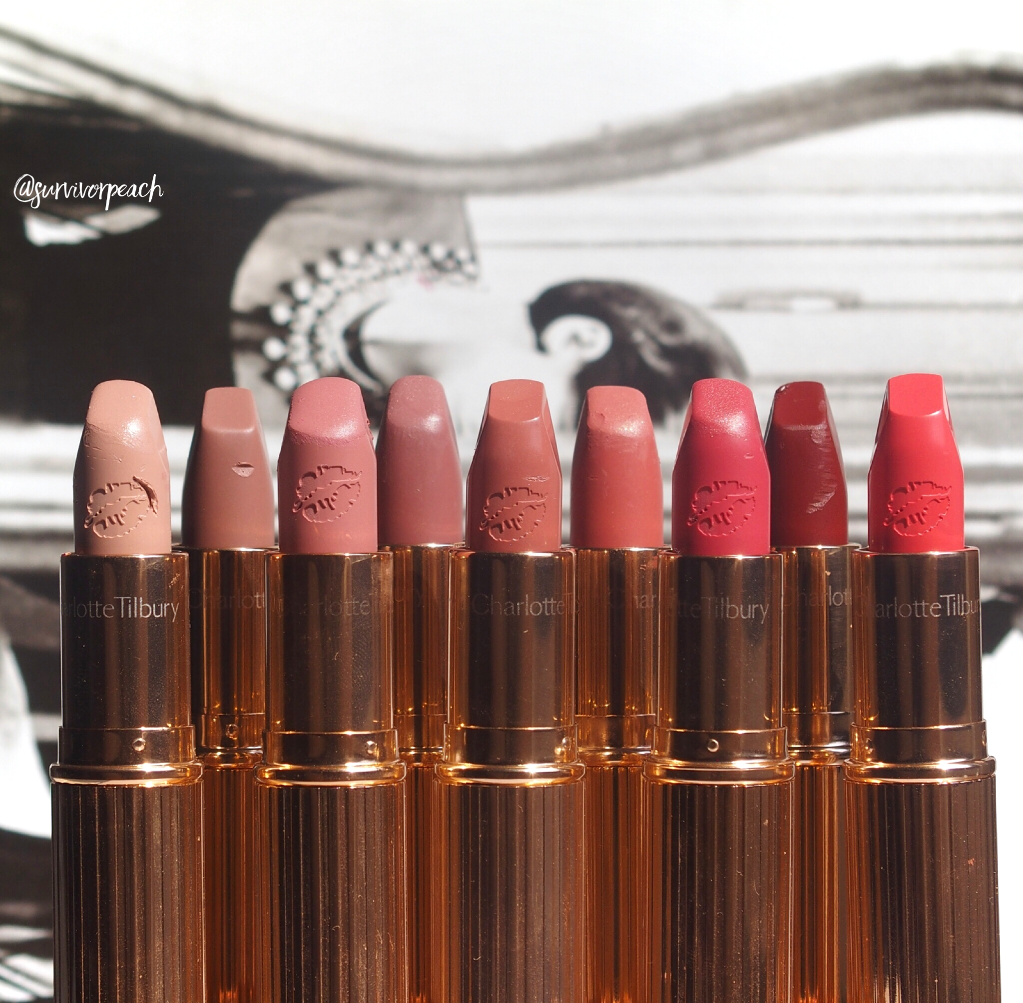 Swatches of all my Charlotte Tilbury Lipsticks 