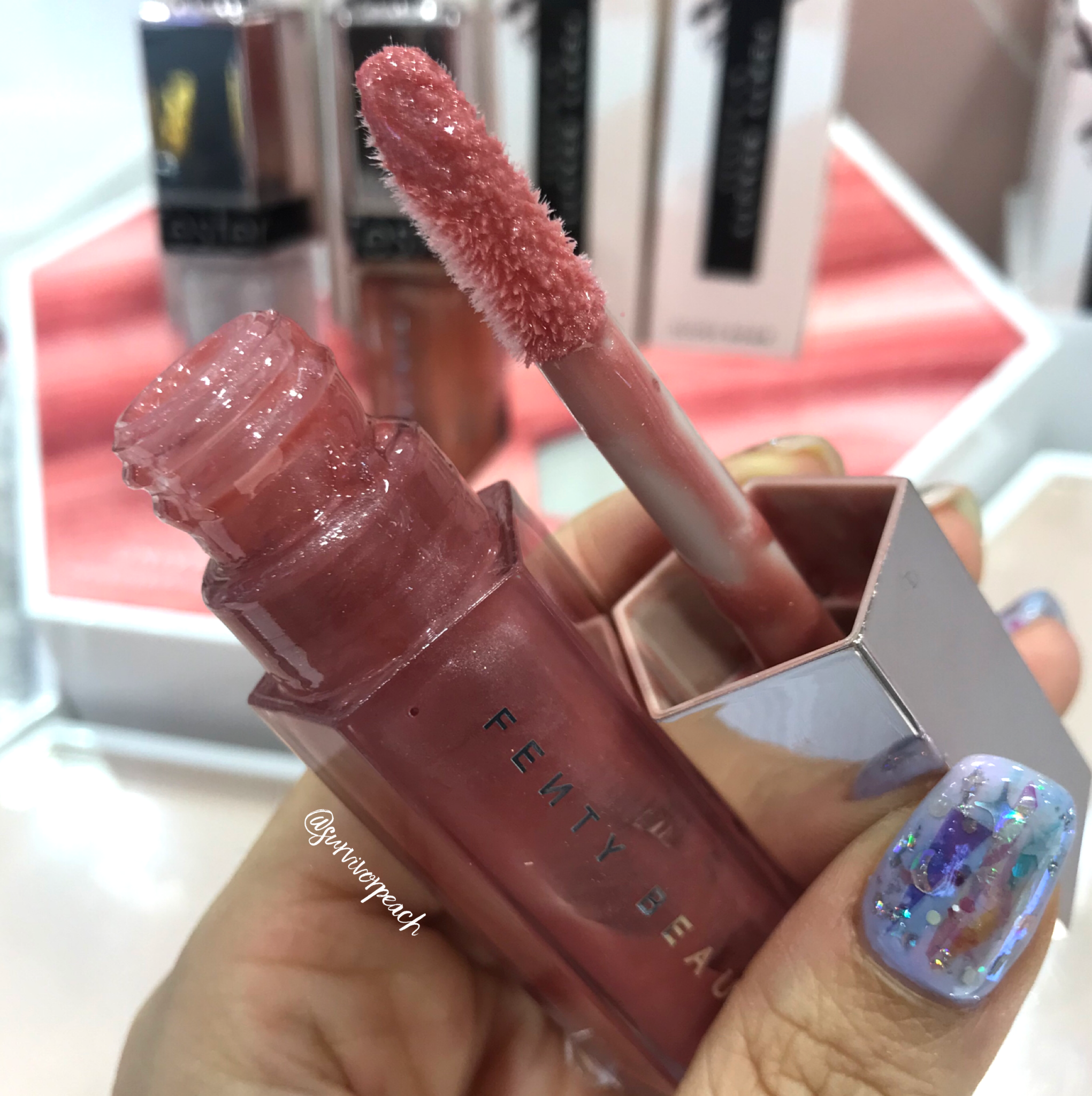 Fenty Beauty Mattemoiselle Plush Matte Lipstick Shade Extensions Gloss Bomb Swatches Survivorpeach