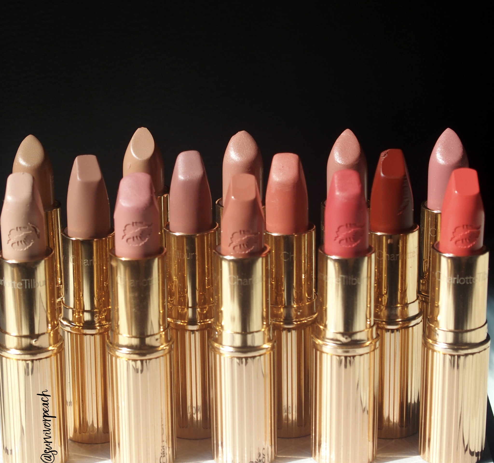 Swatches of all my Charlotte Tilbury Lipsticks — Survivorpeach