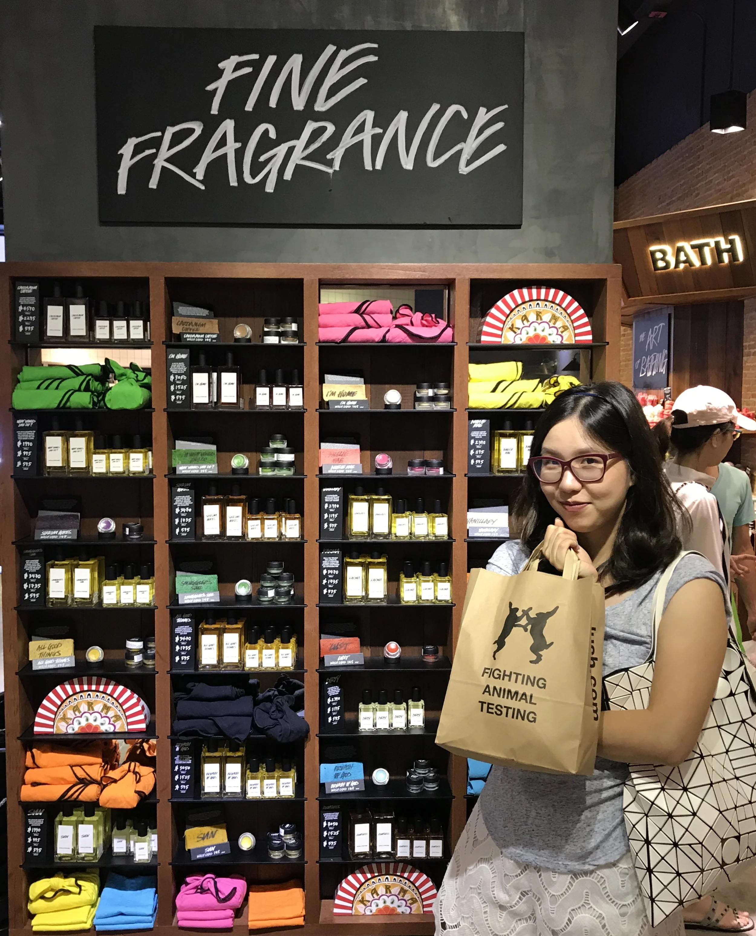 Lush perfume shelf