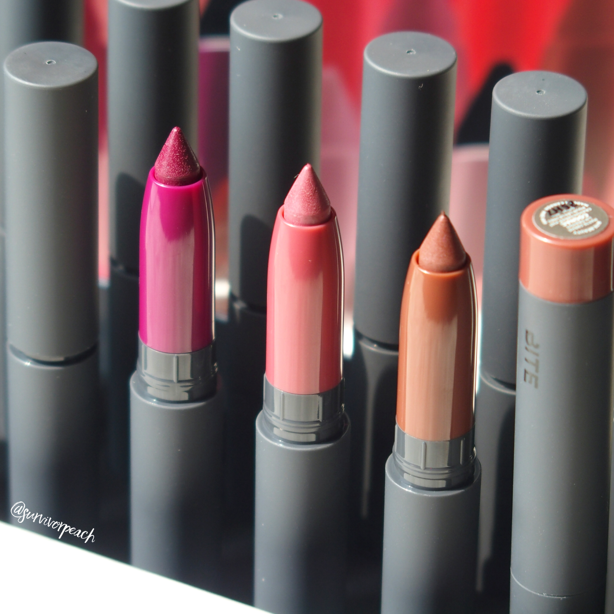 Bite Beauty Matte Creme Lip Crayon Vault Swatches of all shades