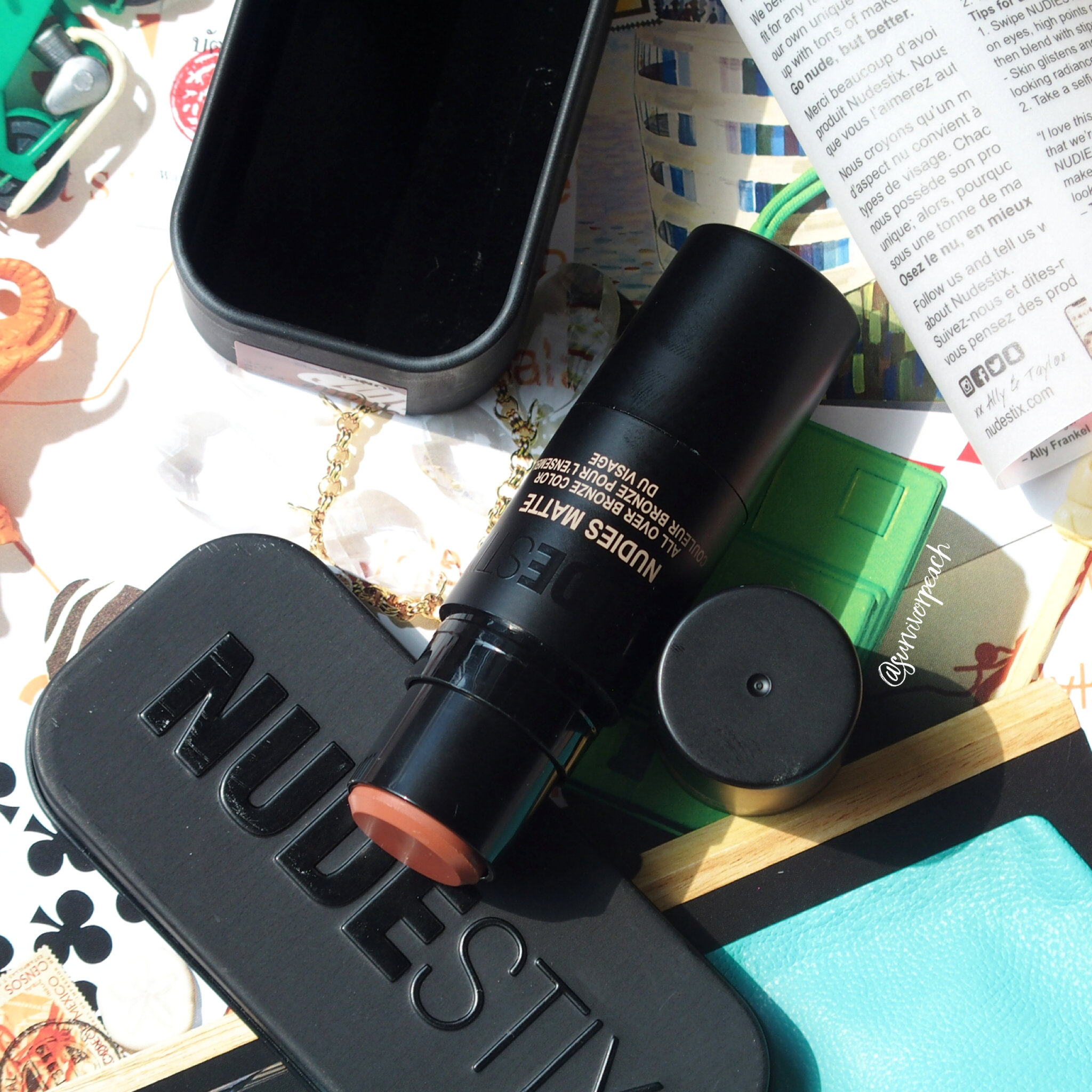 Nudestix Nudies Bronze, Nudies Blush, and Nudies All Over FaceColor Glow swatches 