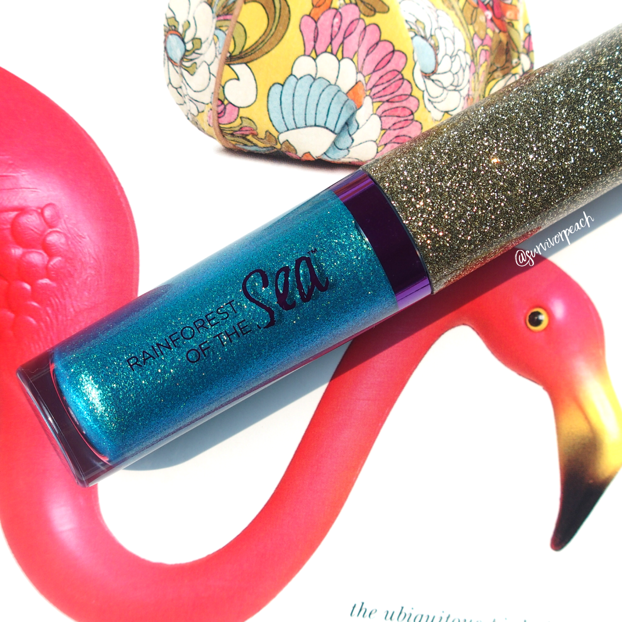 Tarte Rainforest of the Sea Seaglass Eyeshadow and Tarte Pro Remix Amazonian Palette swatches.