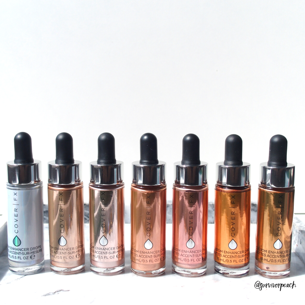 Cover Custom ENhancer Drops Review swatches of all shades Survivorpeach