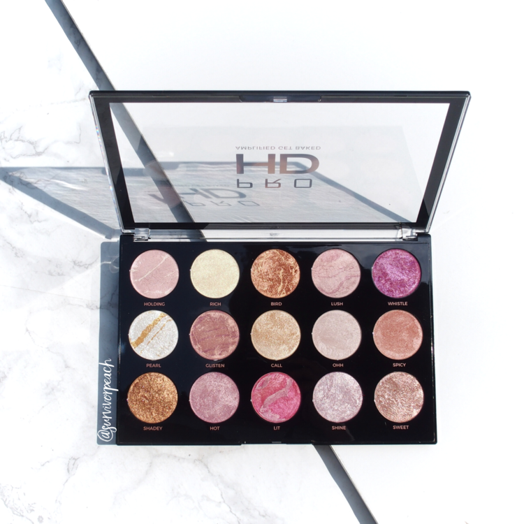 Makeup Revolution Pro HD Amplified Get Baked Palette swatches 