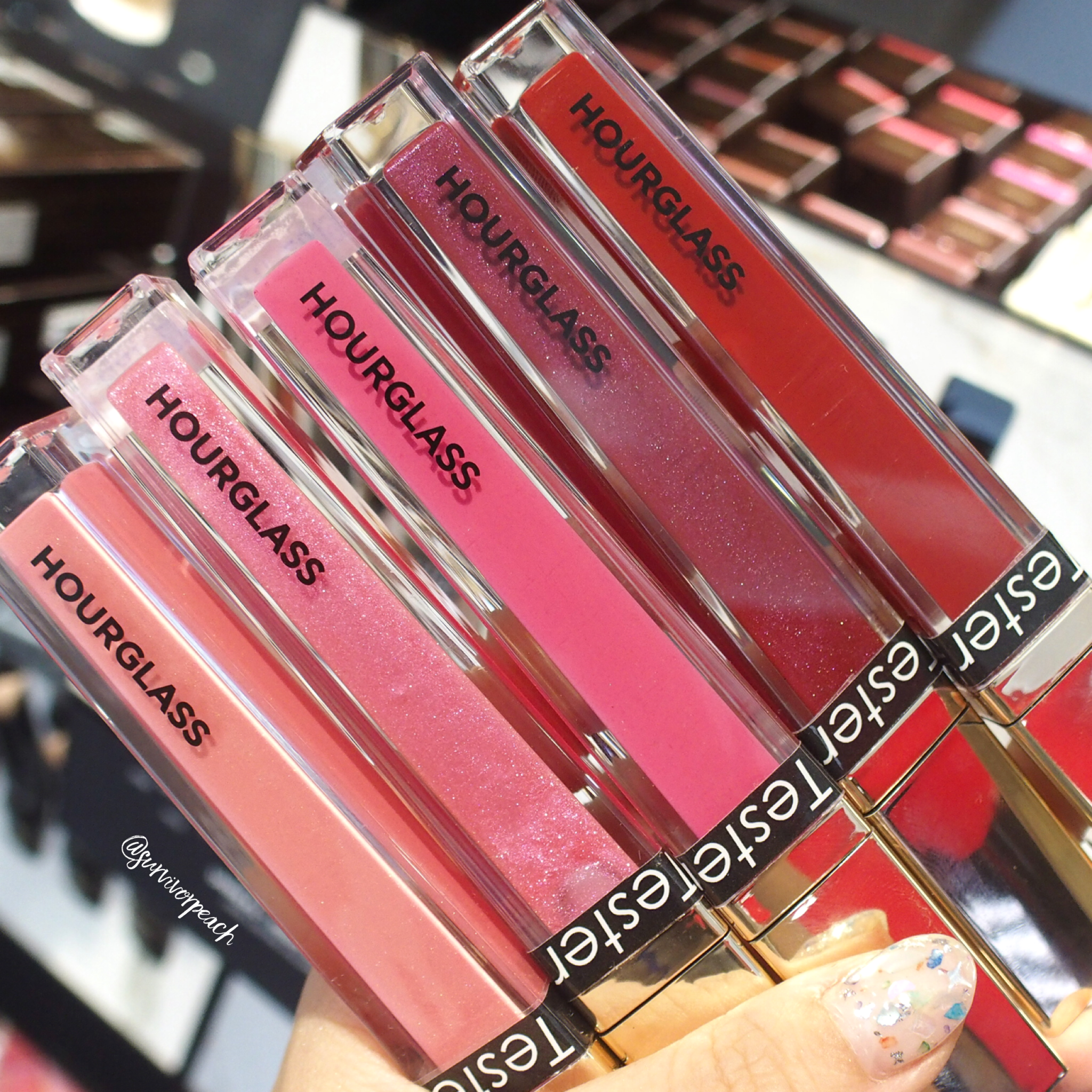 Hourglass Unreal High Shine Voluming  Lipgloss Review and swatches