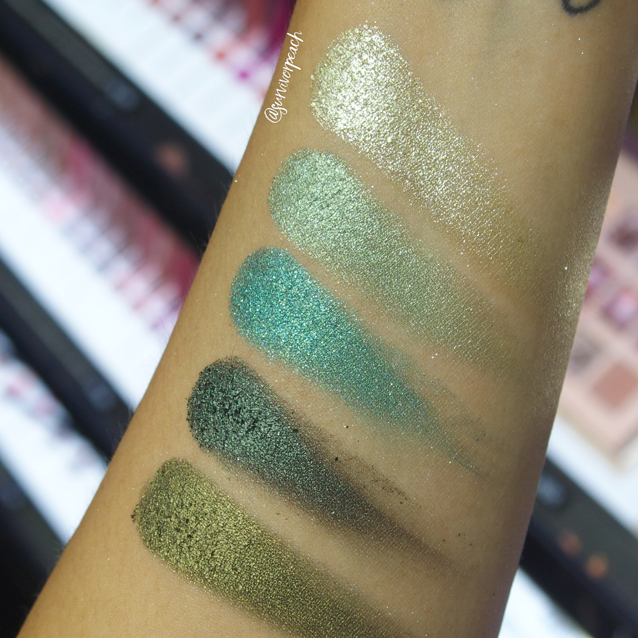 Huda Beauty Obsessions Palette swatches - Emerald Obsessions
