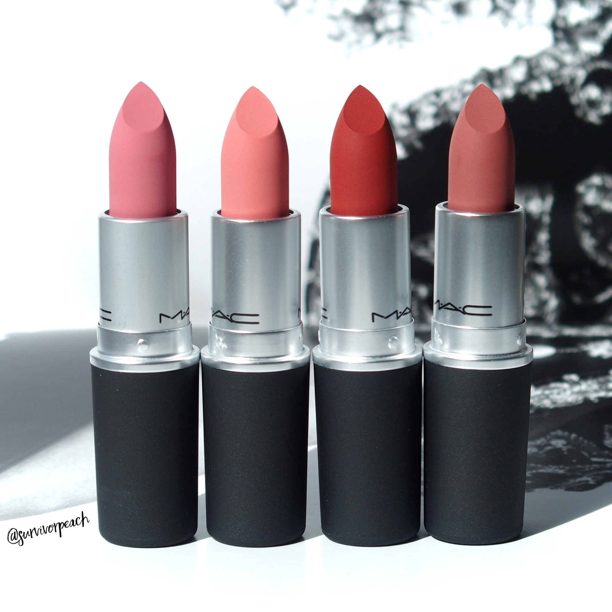 Mac Powder KISS Lipsticks - Scattered Petals, Devoted to Chlli, Sultry Move...