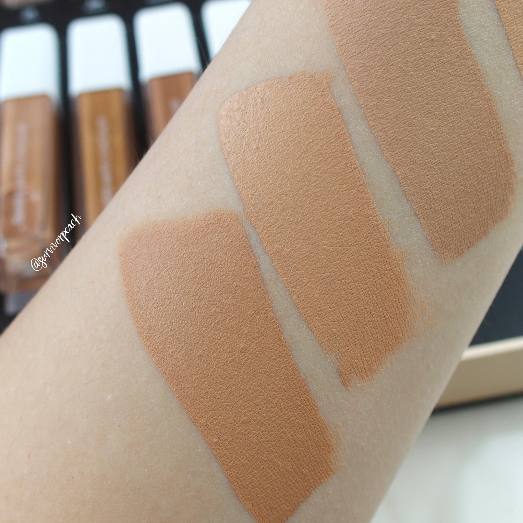 Natasha Denona Transfix Matte Concealer swatches- 11W Warm, 12W Warm