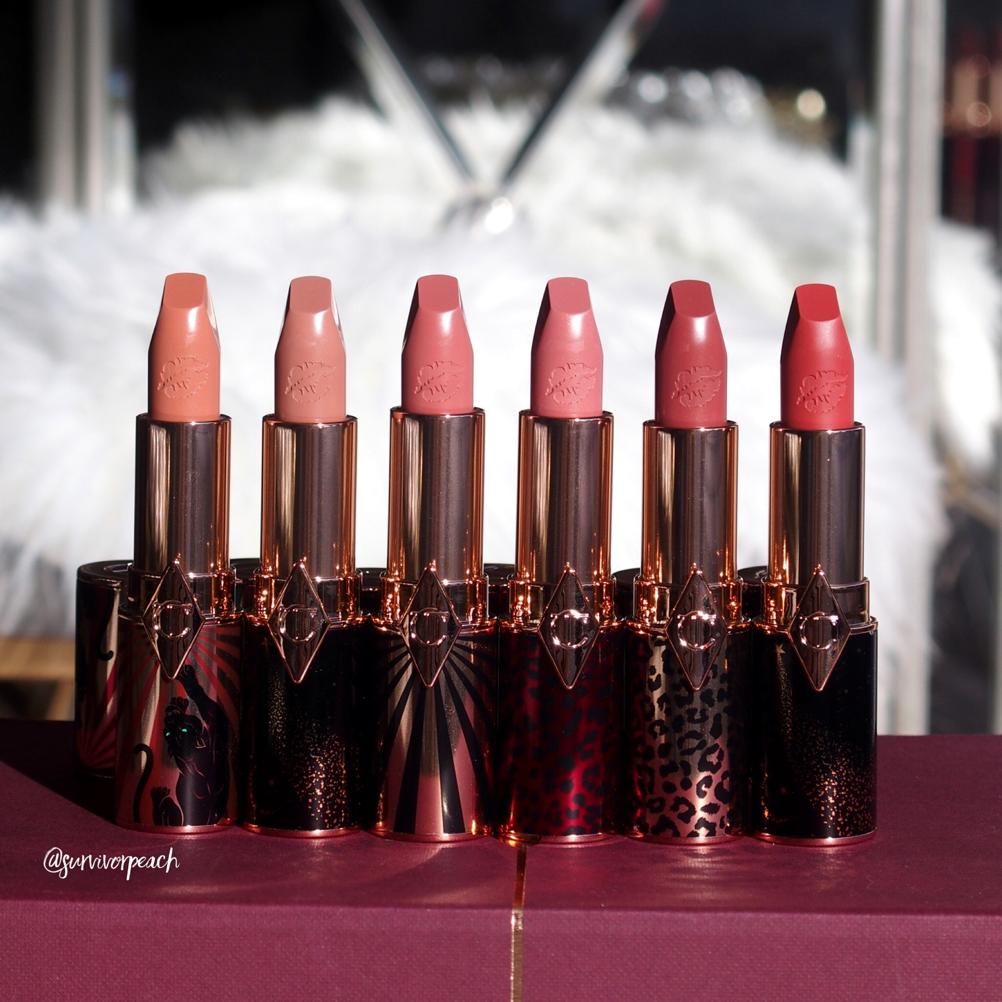 Charlotte Tilbury Hot Lips 2 Refillable - Angel Alessandra, JK Magic, In Love With Olivia, Dancefloor Princess, Carina’s Star, and Glowing Jen