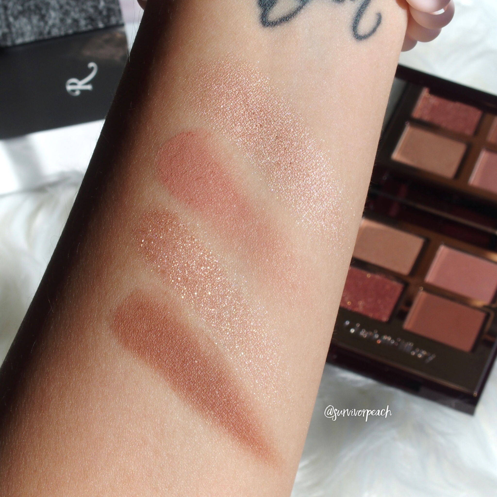 Charlotte Tilbury Pillowtalk Eyeshadow palette swatches