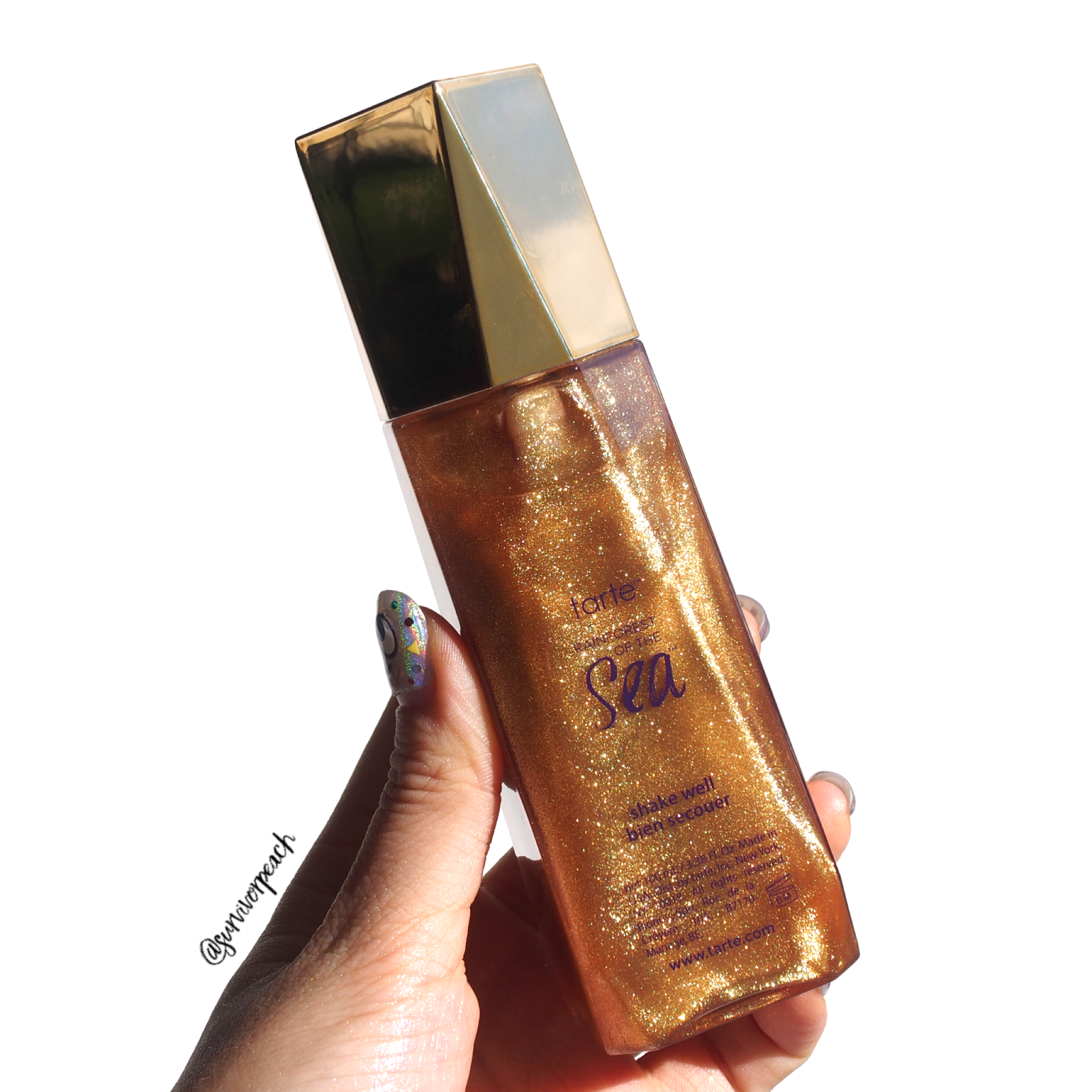 My Body Shimmer Oils Collection Review Tarte Seaglass shimmer body gel