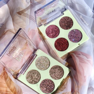 Pixi Glitter-y Eye Quad Review and Swatches - Gold Lava &amp; Rose Bronze