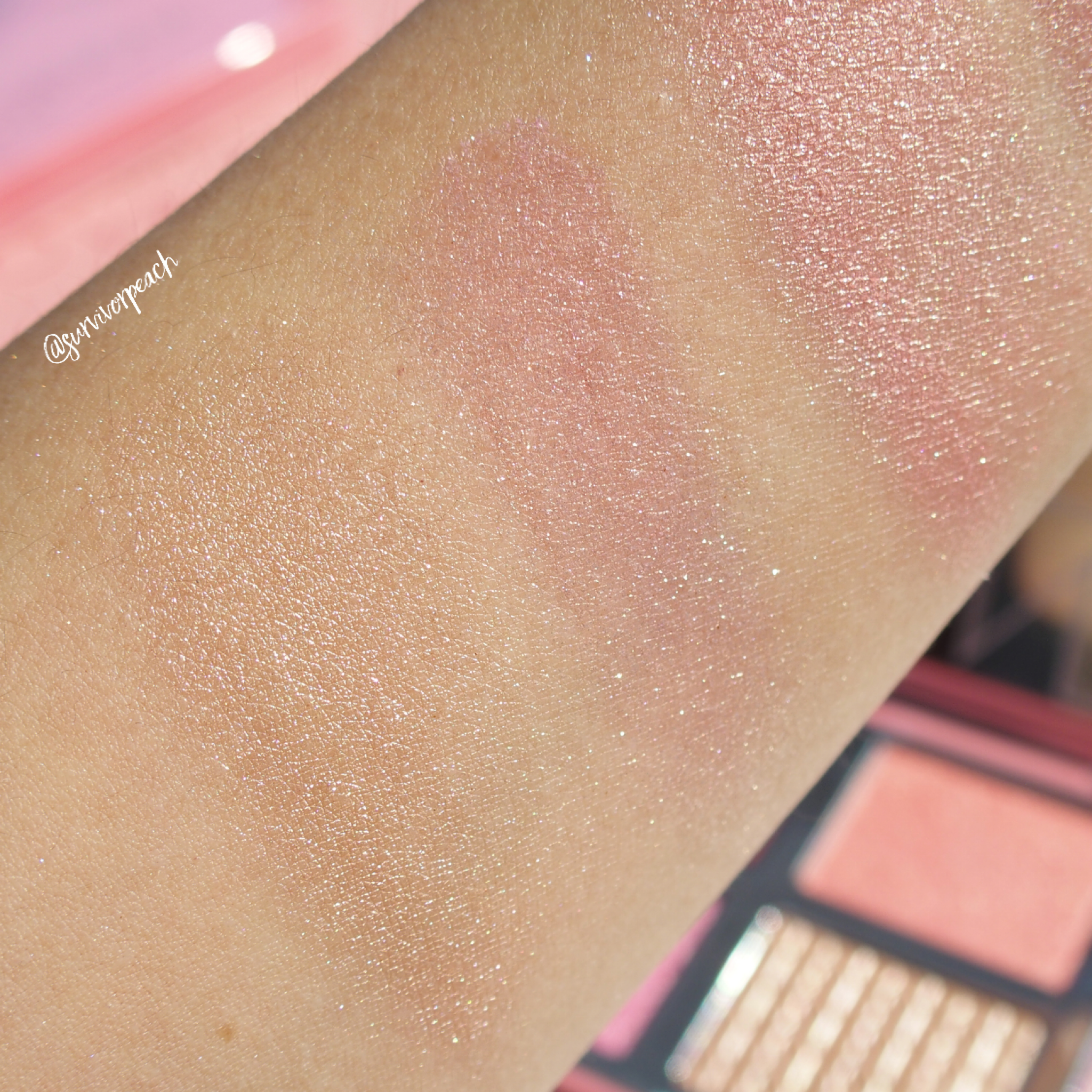 Natasha Denona Love Glow Cheek palette swatches - Diamond Powder, Glow Impact Powder Blended