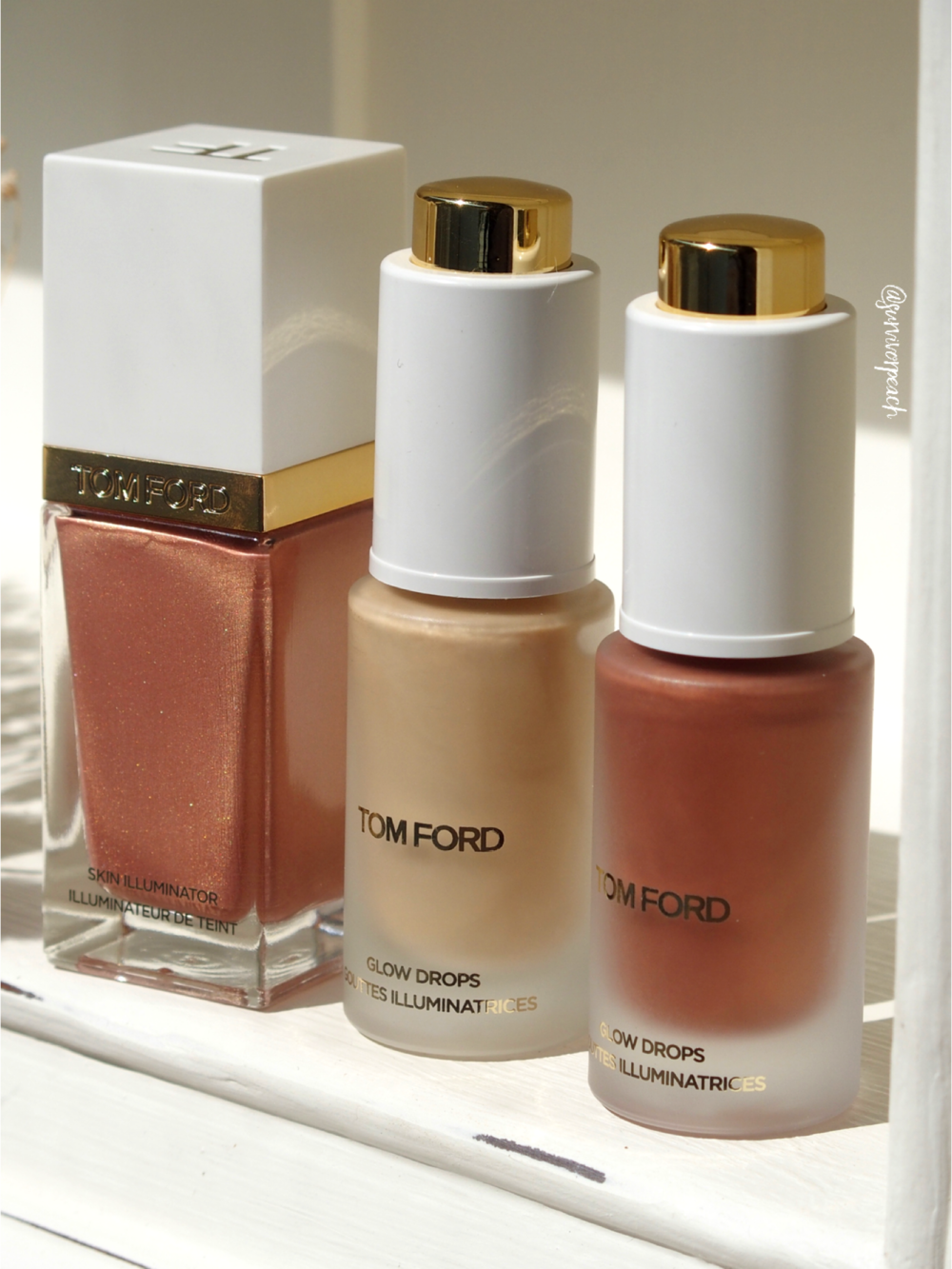 Tomford Liquid Highlighters - Skin Illuminator in Firelust, Glow Drops in Glacial Galore, Reflects Guilt