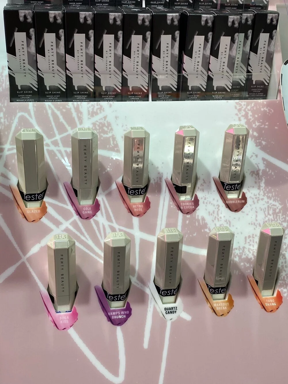 Fenty Beauty LIP SHINE SHEER SHINY LIPSTICK &amp; PRO KISS'R LUSCIOUS LIP BALM Swatches 