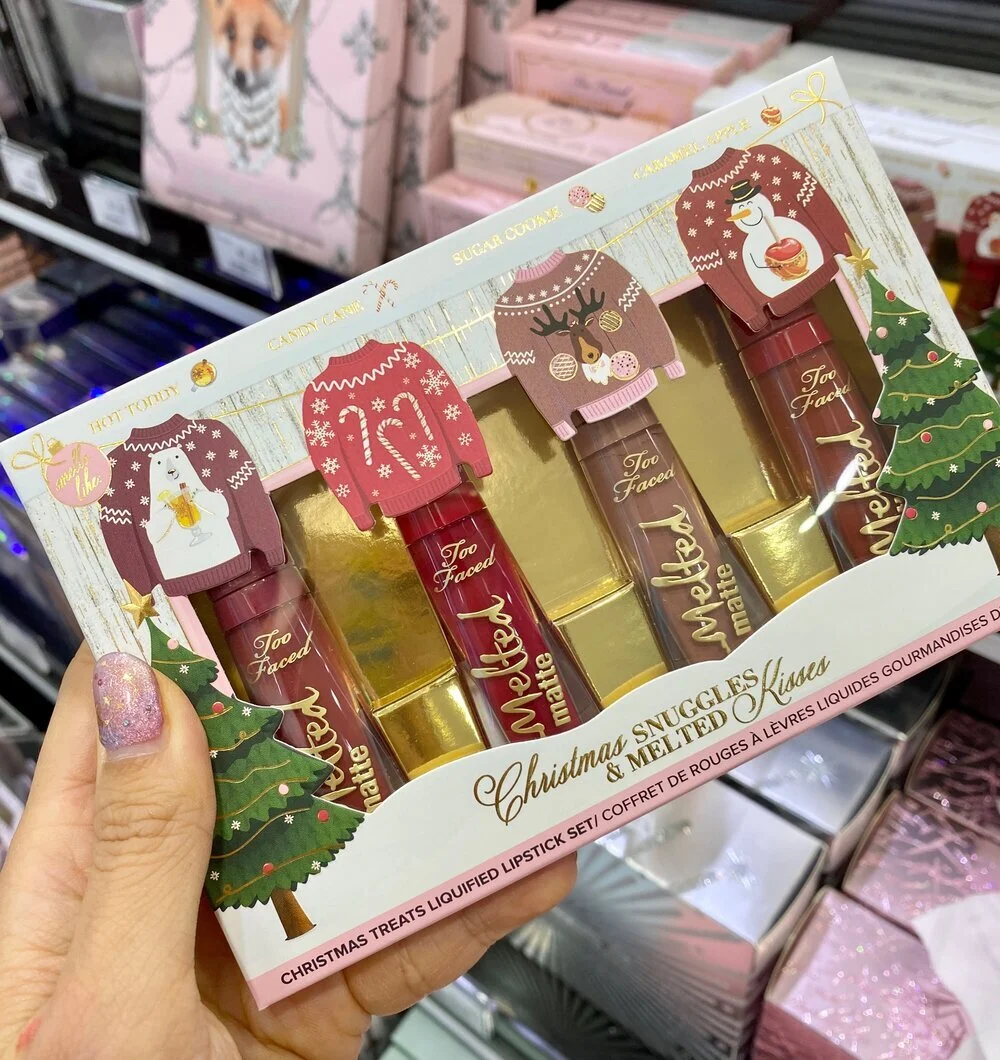 Toofaced Christmas Snuggles &amp; Melted Kisses Liquid Lipstick Set Swatches