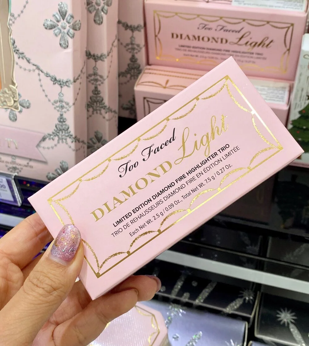 Too Faced Diamond Light Highlighter Palette Trio Swatches