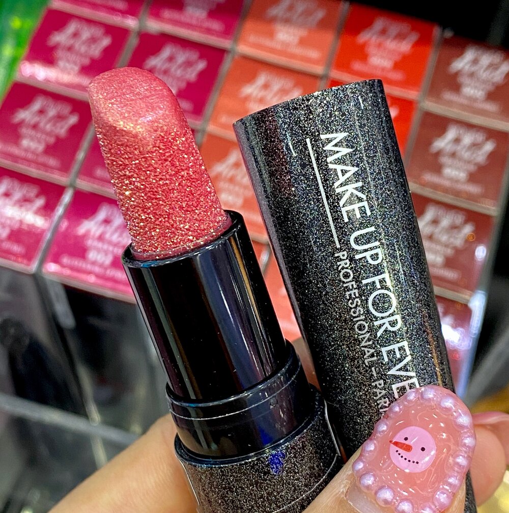 Makeup Forever ROUGE ARTIST SPARKLE MULTI-DIMENSIONAL GLITTERY LIPSTICK Swatches Survivorpeach