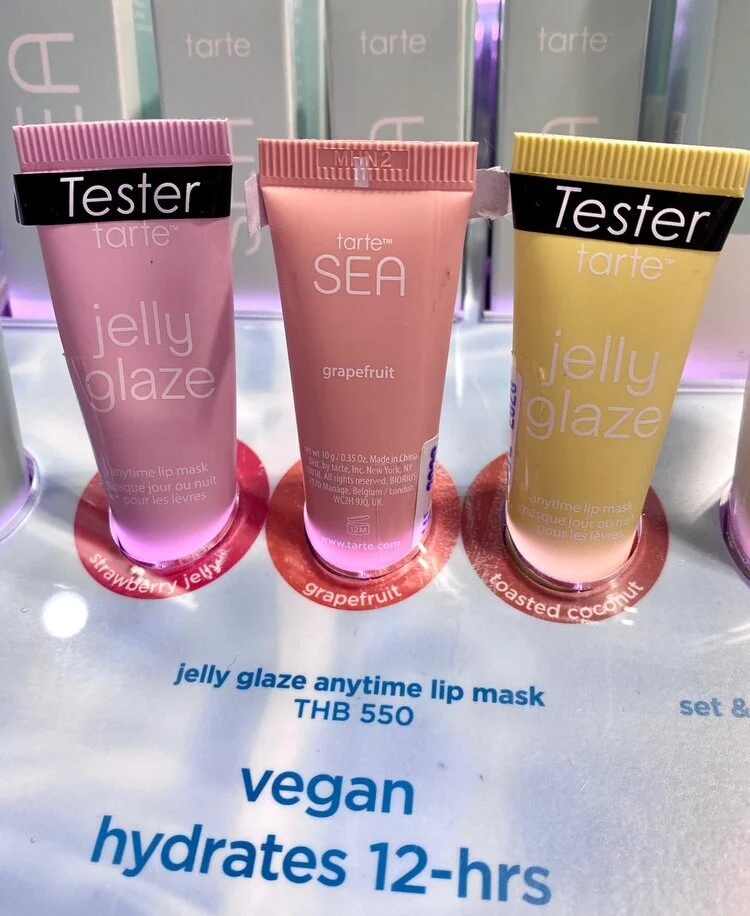 Tarte SEA Jelly Glaze Anytime Lip Mask, SEA Set &amp; Protect Mineral Sunscreen Powder Broad Spectrum SPF 30 Review &amp; Swatches