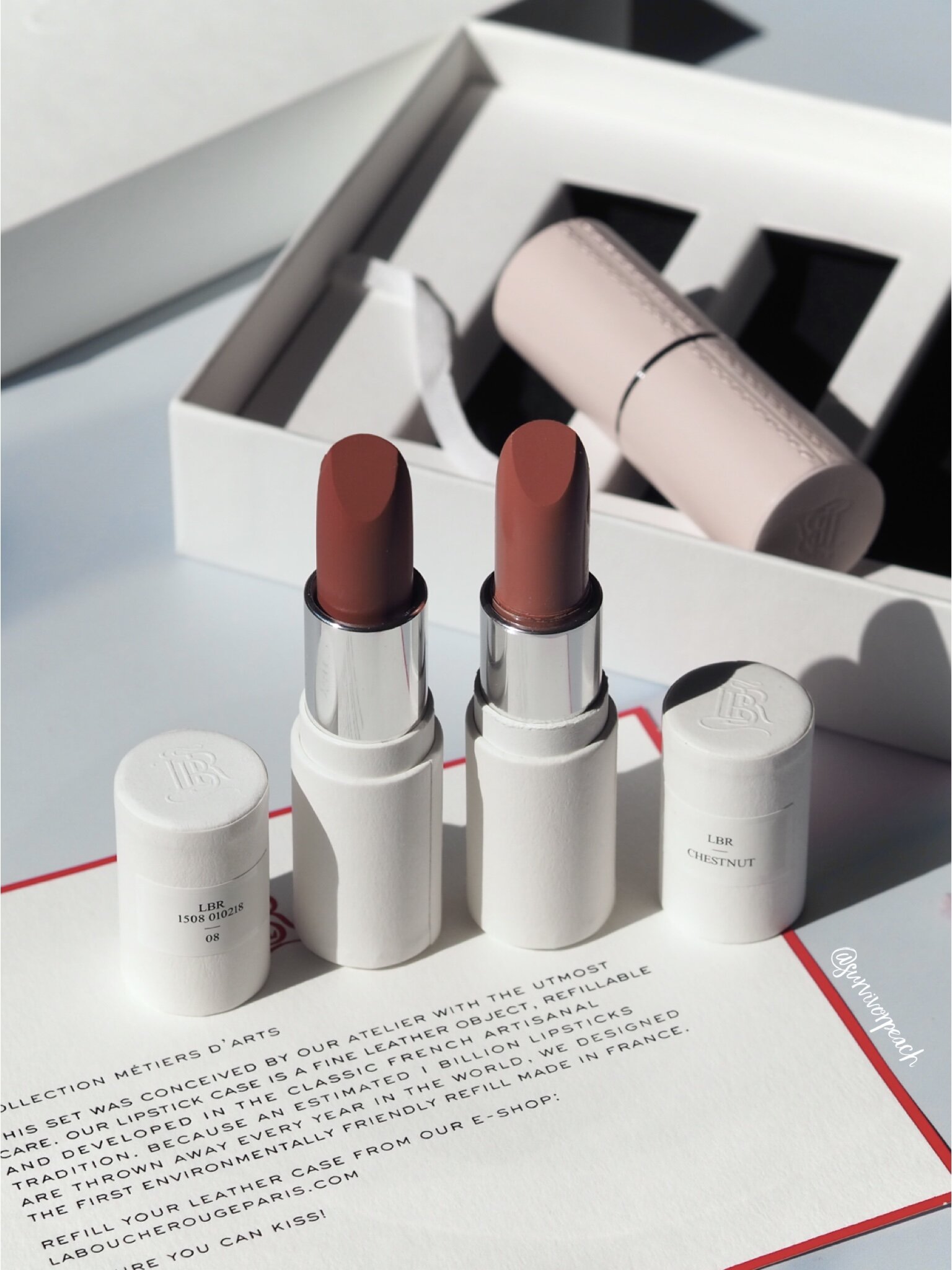La bouche rouge Refillable Fine Leather Lipstick Case | VIOLET GREY