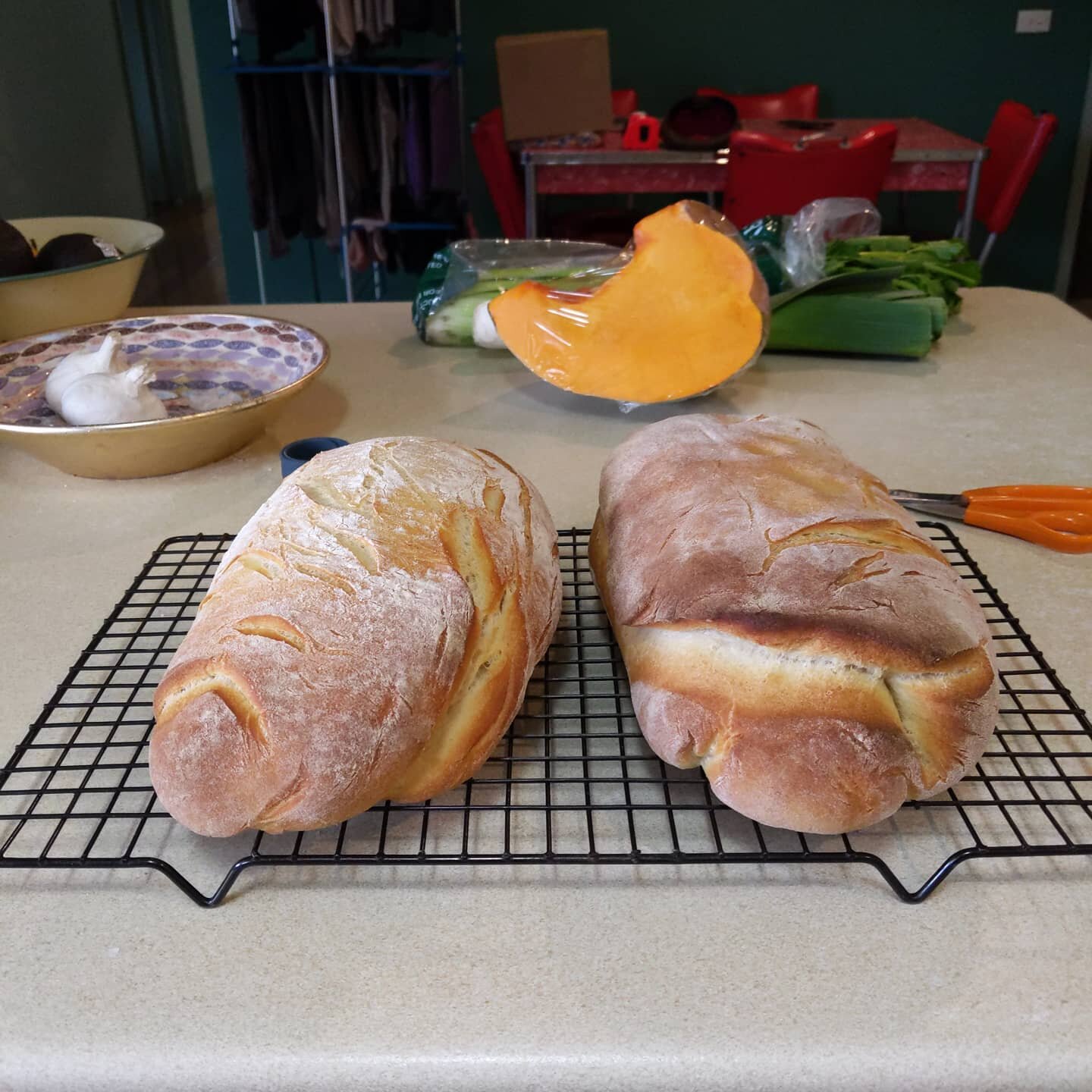 Sunday #baking - a pair of rustic loaves. Quite happy with these, and they'll go well with the pumpkin, leek, and bacon soup I'm making for dinner.