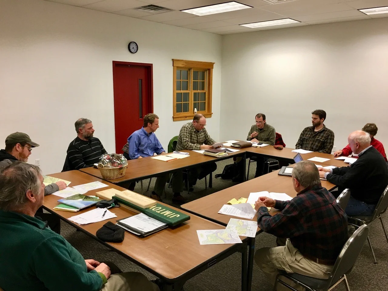 GBA Board members steve dupuis and tyler ray speak with the randolph community forest's forestry commmission (january, 2017). 