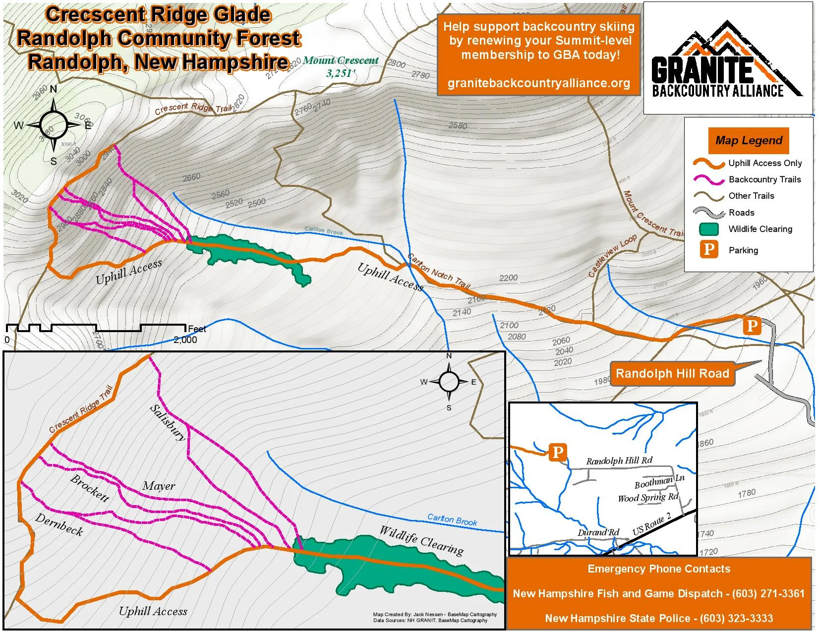 Crescent ridge glade map - granite backcountry alliance