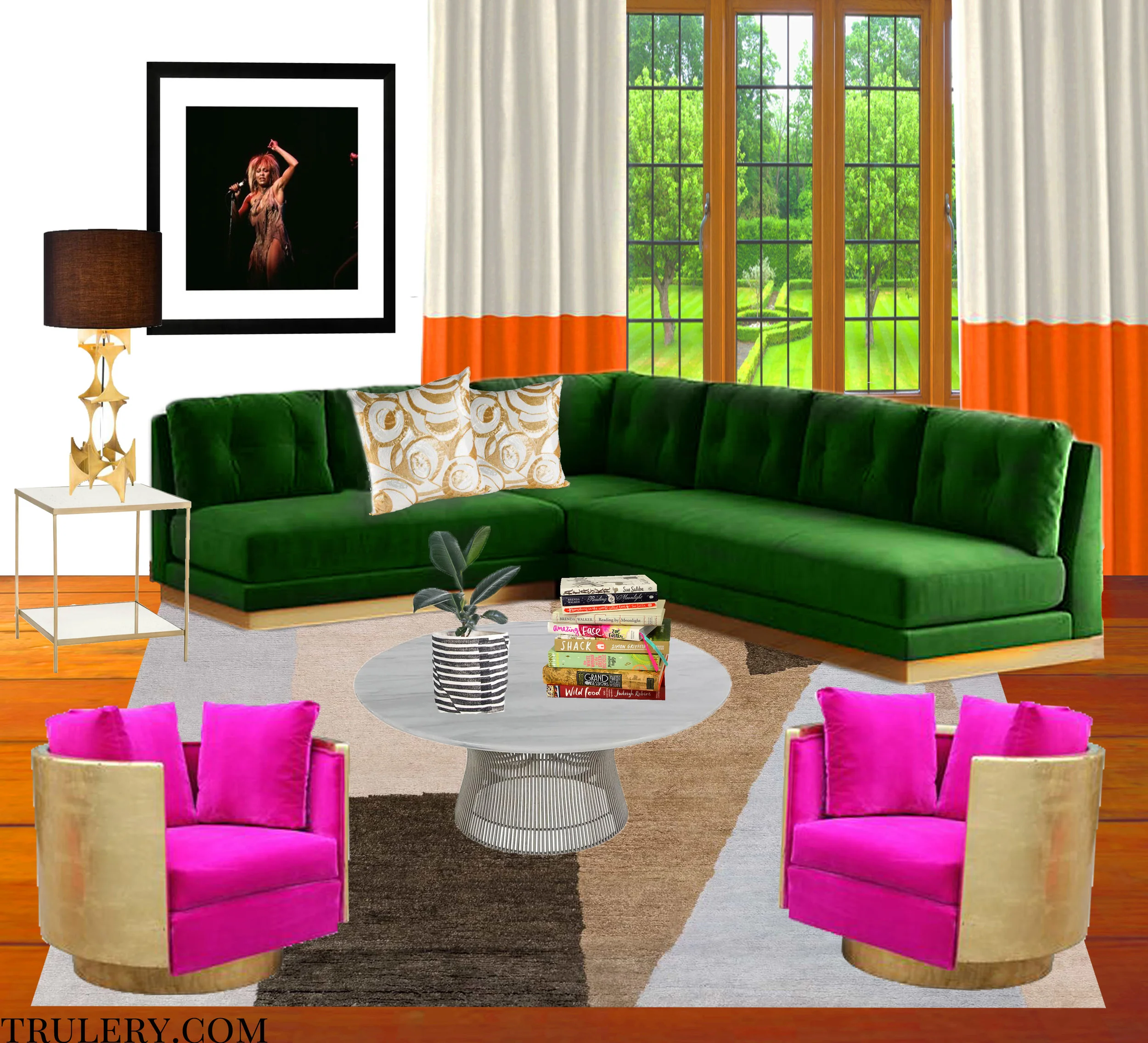 Pair greens with fuchsias and/or oranges for a feeling of excitement.