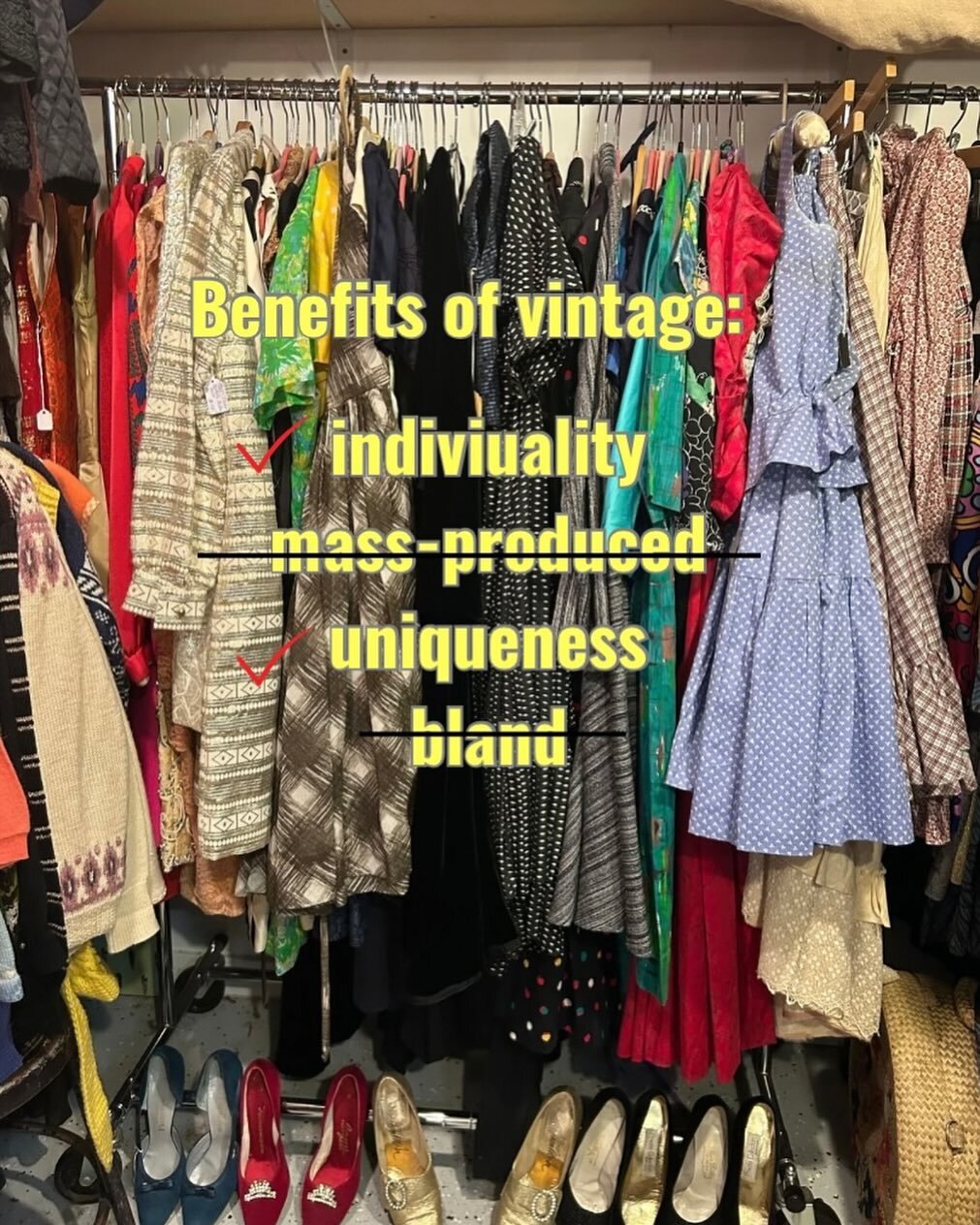 You don&rsquo;t have to shop vintage, but research suggests it&rsquo;s a good idea&hellip;

Studies show shopping vintage helps to create identity and image in a way that feels more authentic.

So while big box stores are always an option, don&rsquo;