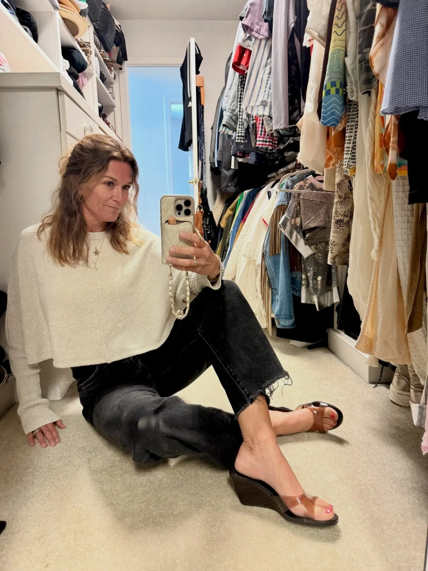 Sweater + sandals = SPRING